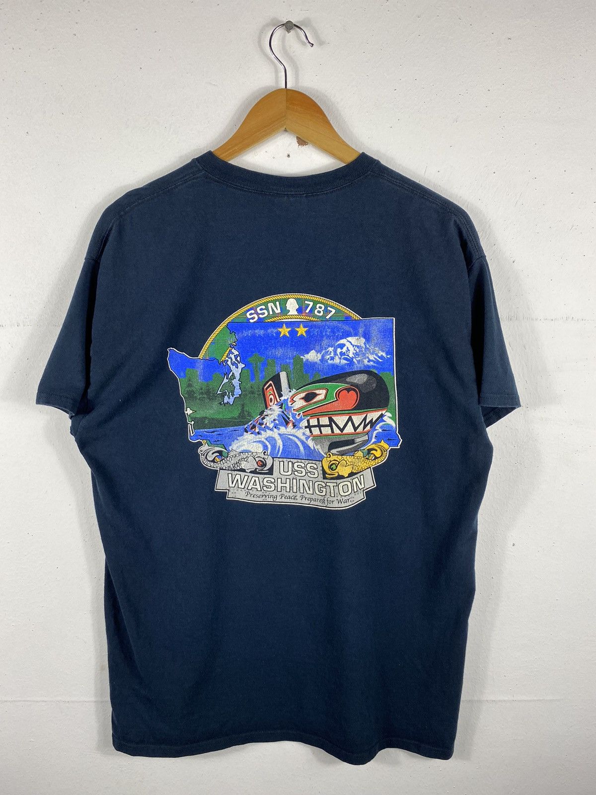 Vintage Vintage Early 2000 USS Washington SSN 787 T-Shirt Size US L / EU 52-54 / 3 - 1 Thumbnail