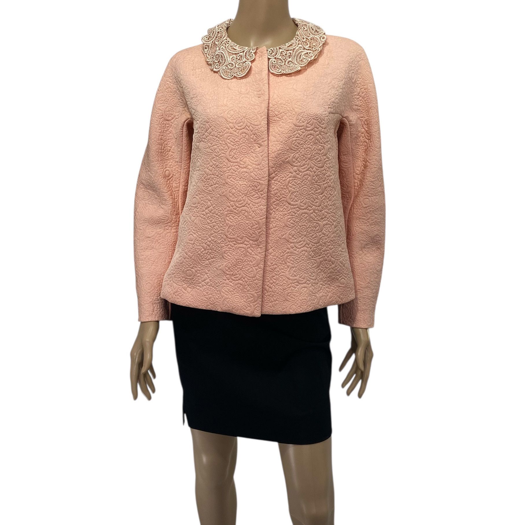 SHIATZY CHEN Pink Jacquard Lace Trim Jacket