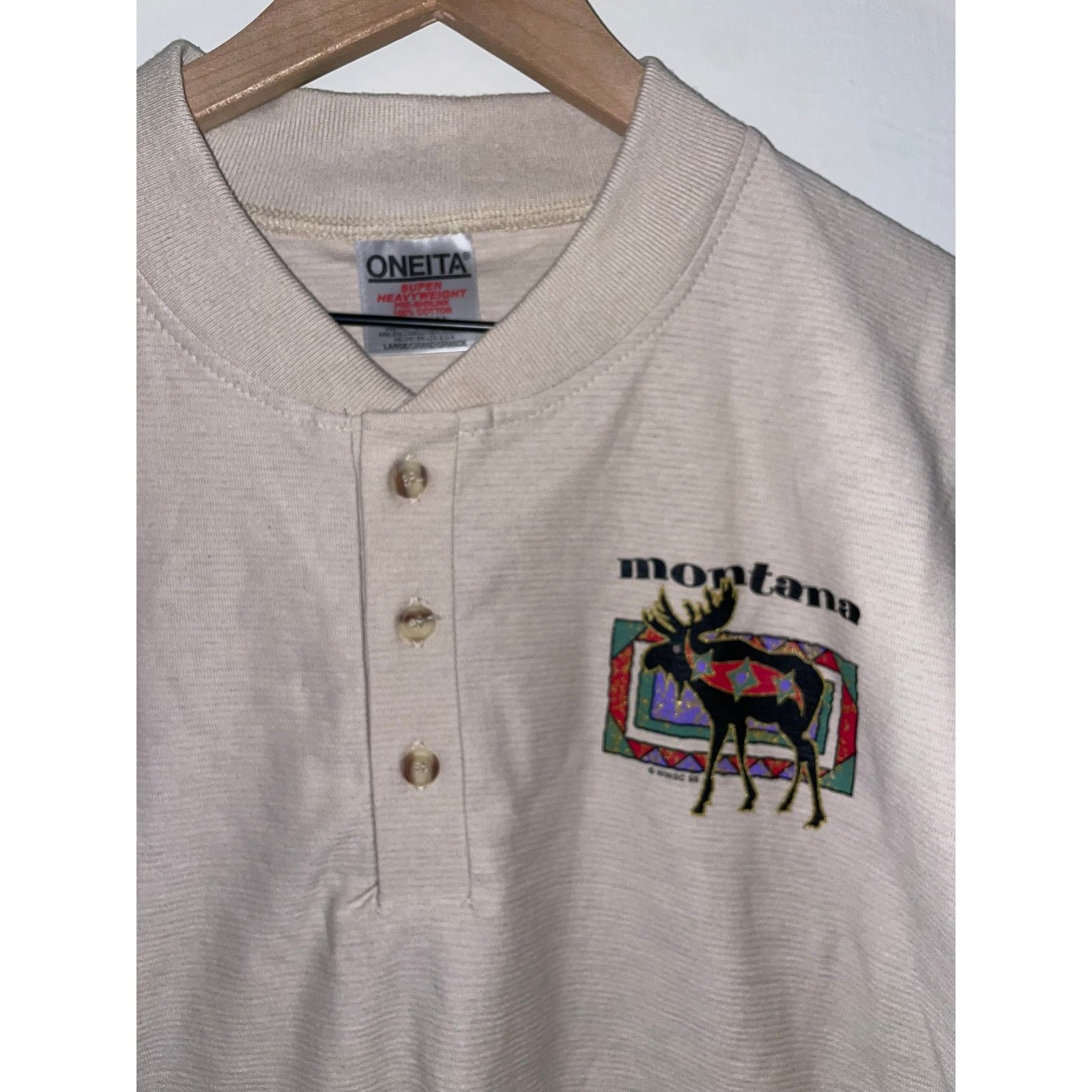 Vintage Vintage Montana Brown Shirt Moose Animal Tee VTG 90s Large Size US L / EU 52-54 / 3 - 2 Thumbnail