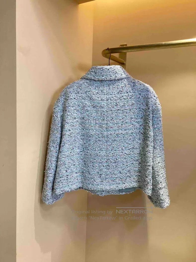 Chanel Chanel Cruise series blue tweed diamond buckle short jacke Size L / US 10 / IT 46 - 2 Thumbnail