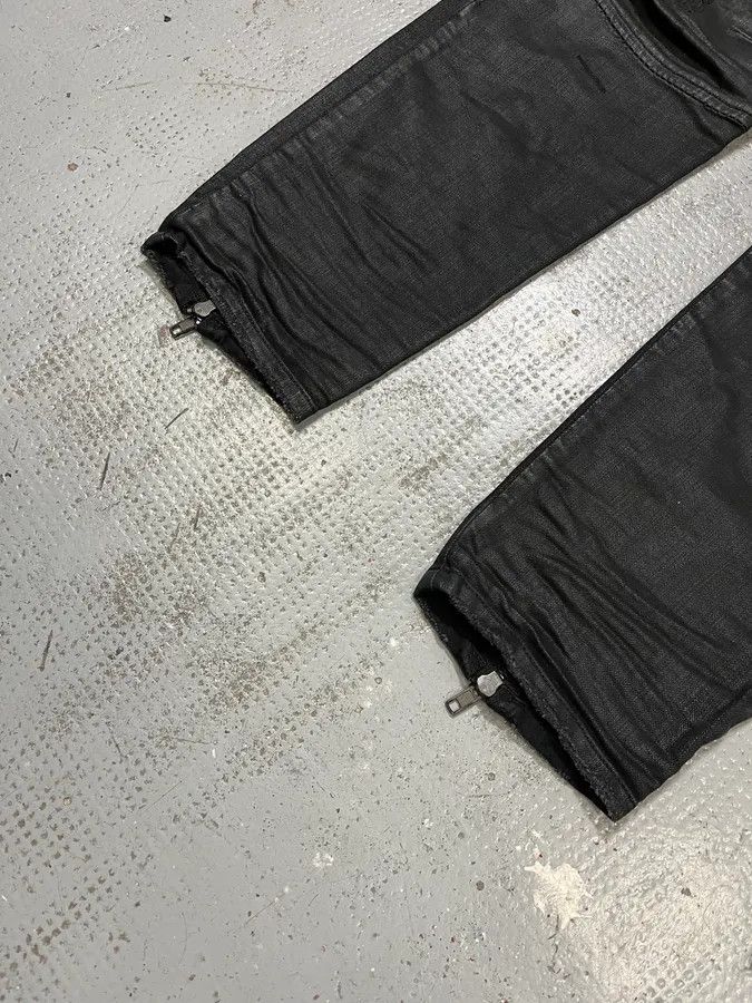 Diesel Black Waxed Slim Zip Denim Jeans