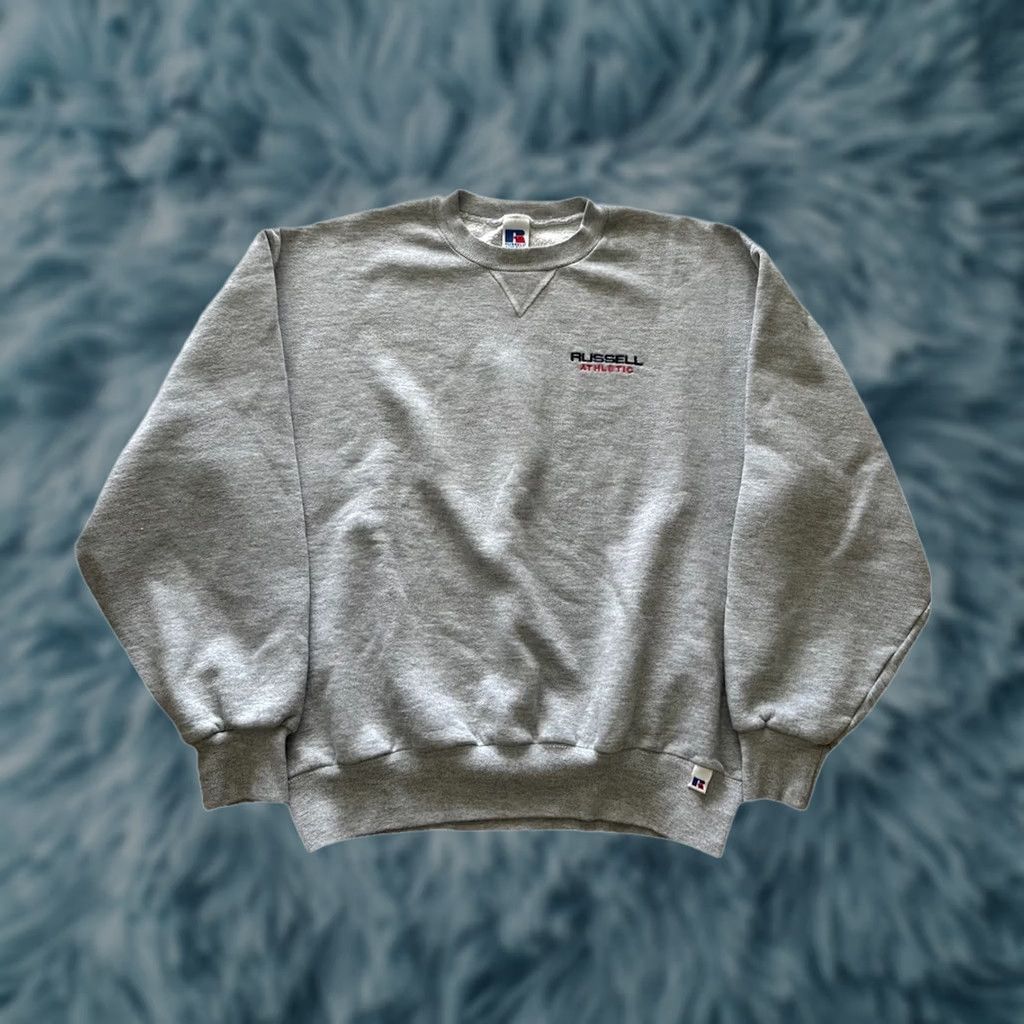 Russell Athletic Vintage Russell Athletic Sweatshirt Mens Large 90s Gray Pullover Crew Neck Cotton Polyester Workout Hoodie Size US L / EU 52-54 / 3 - 1 Thumbnail