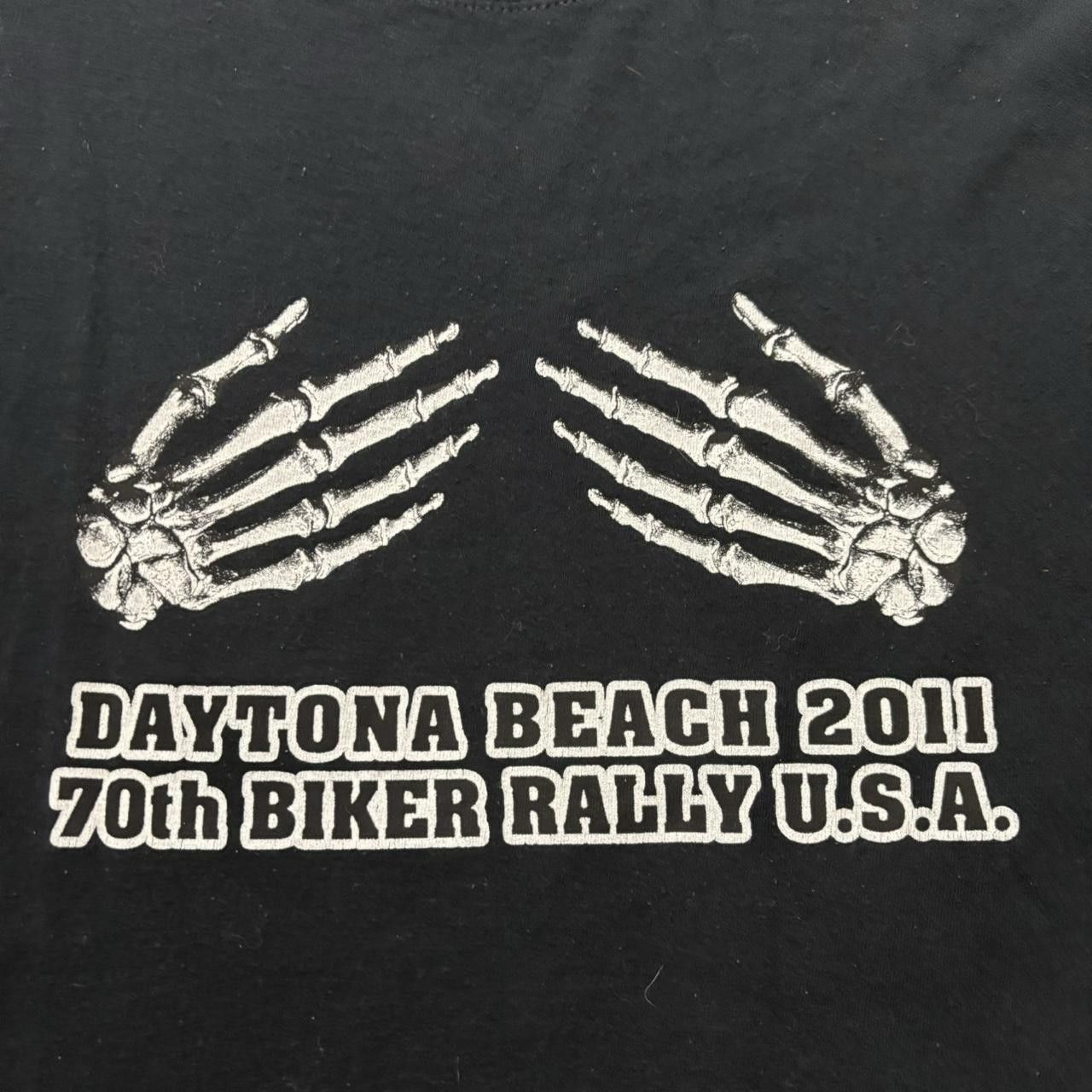 Japanese Brand × Vintage Crazy Vintage Y2K/2000s Black Daytona Beach Bike Week Skull Hands Graphic Tee! Size US L / EU 52-54 / 3 - 3 Thumbnail