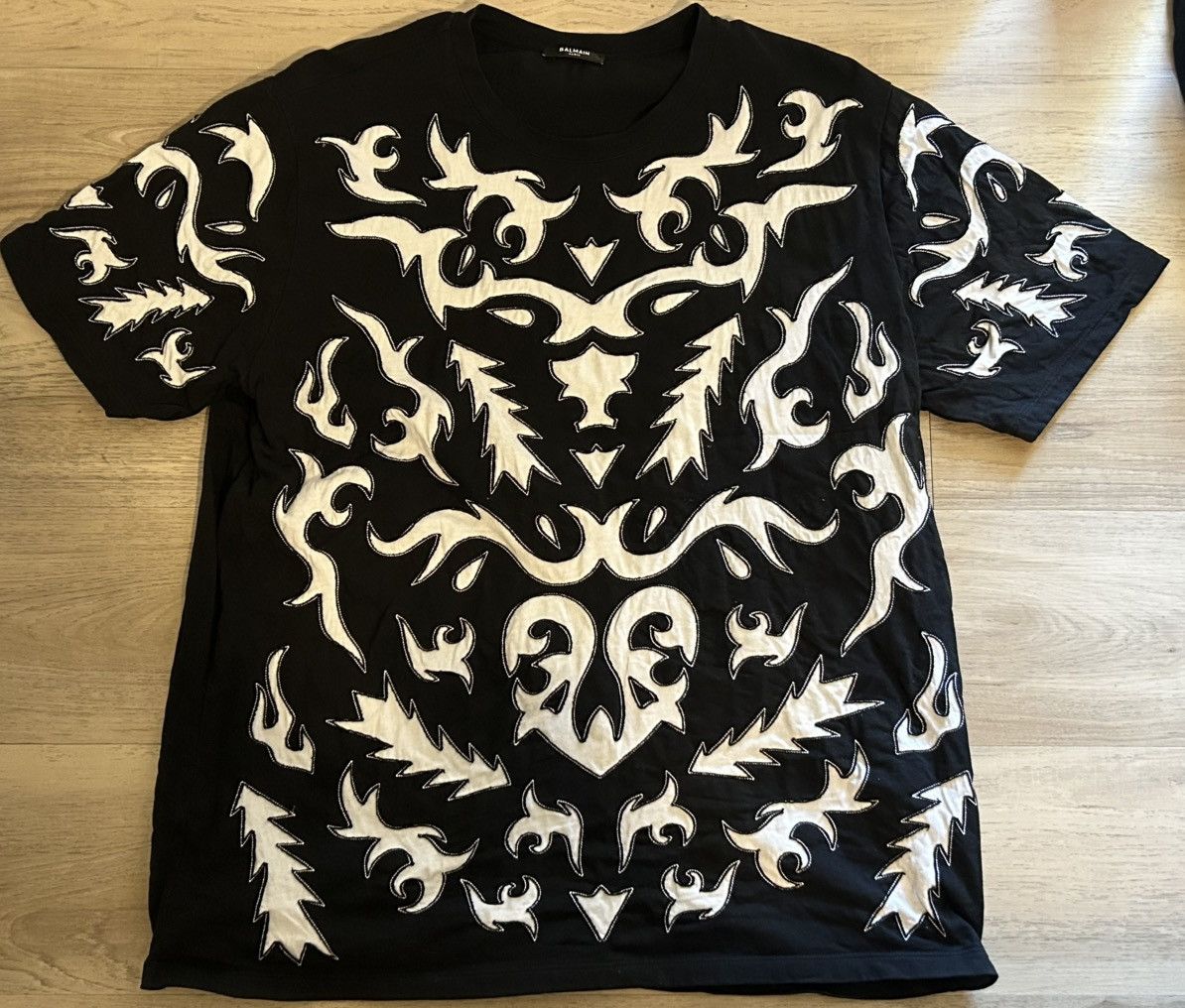Balmain Paris Black / White Textured Design Shirt
