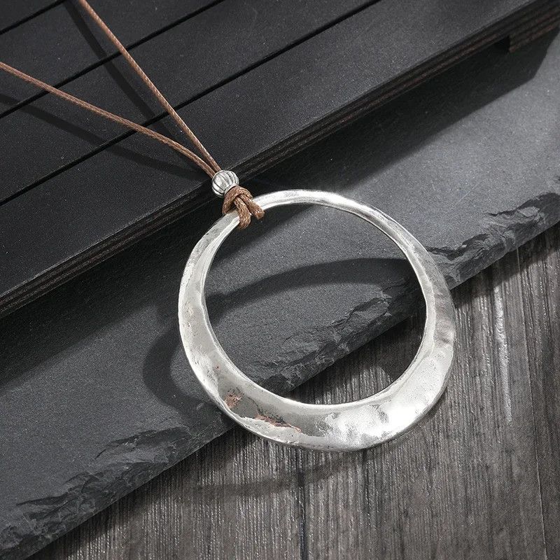 Other Silver Color Round Metal Pendant Necklaces Size ONE SIZE - 4 Thumbnail