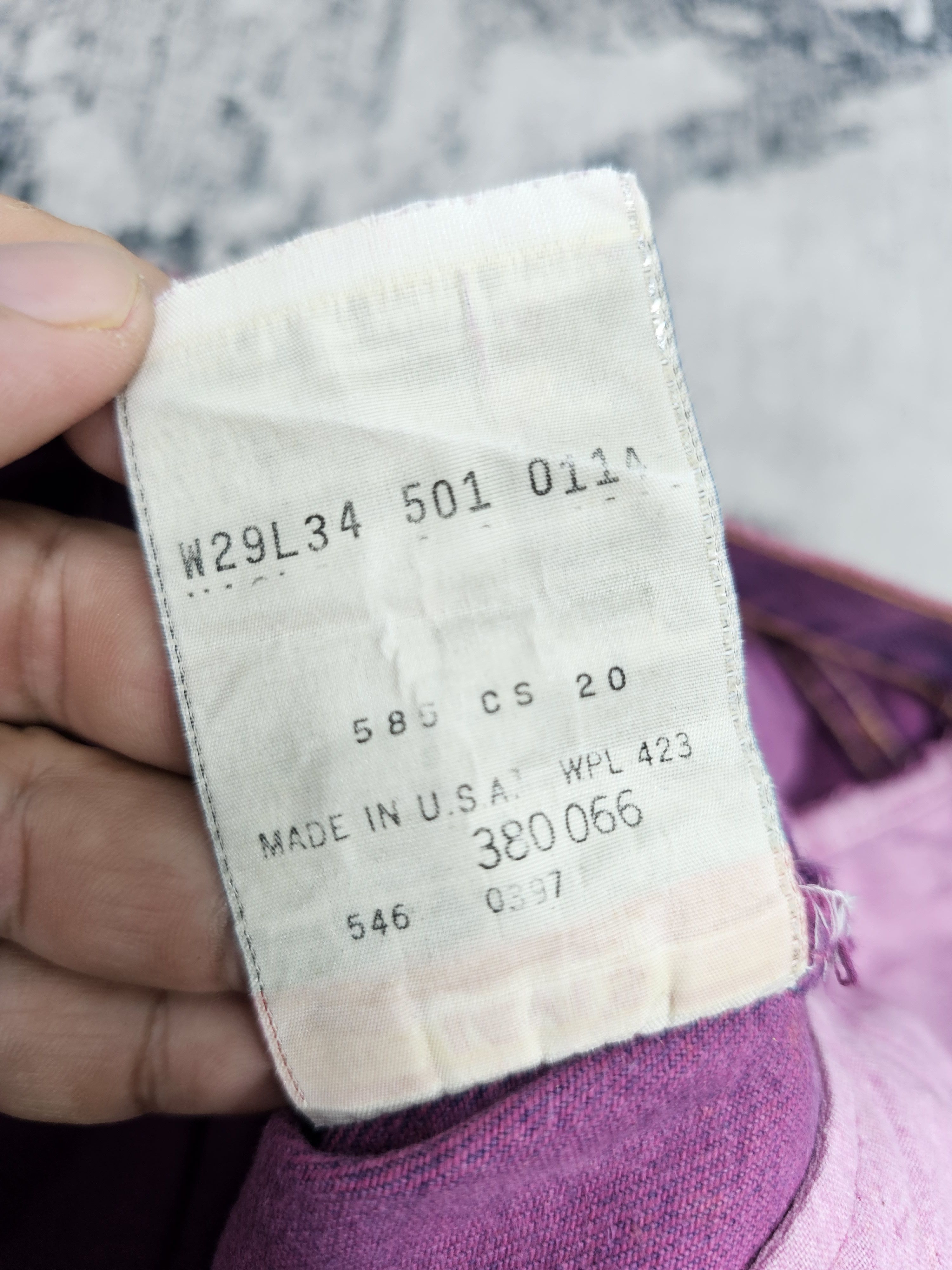 Levi's Vintage Clothing Vtg 90'S LEVIS 501 Purple Faded Stain Jean Made In USA L0511 Size US 28 / EU 44 - 13 Thumbnail