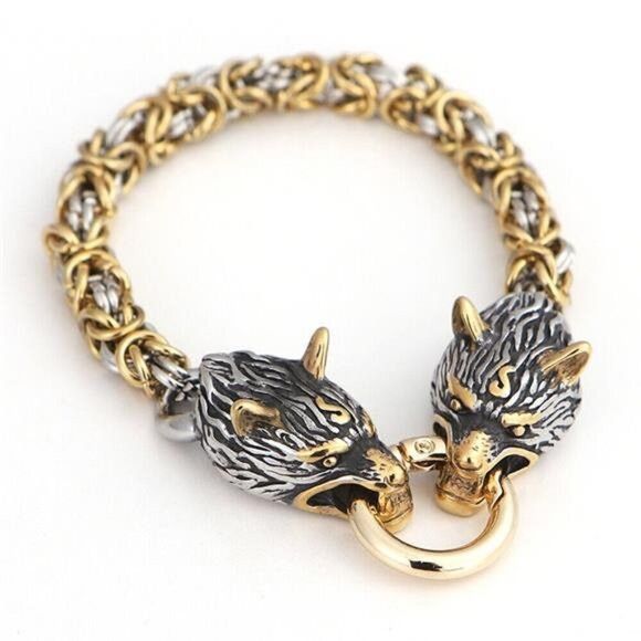 Other Nordic Celtic Wolf Men’s Handmade Stainless-Steel Bracelet Size ONE SIZE - 6 Thumbnail