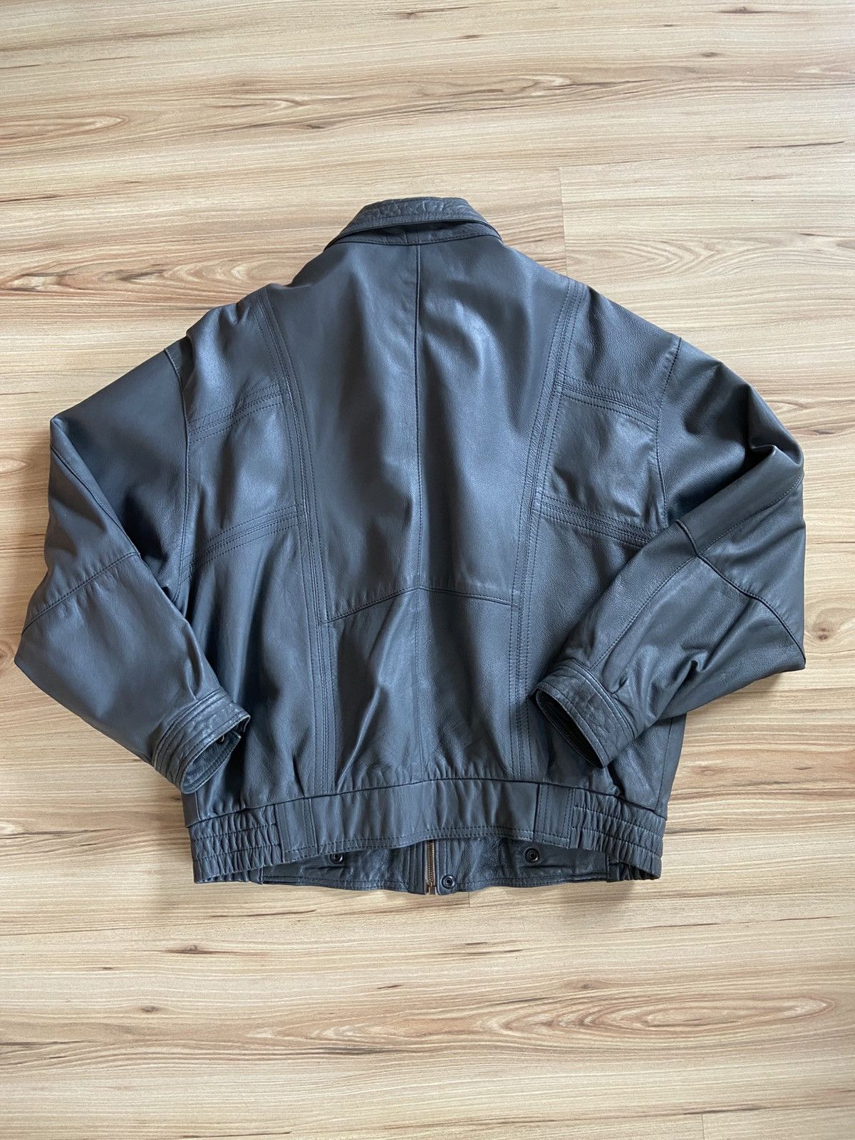 Japanese Brand Vintage Grey leather bomber Jacket Size US M / EU 48-50 / 2 - 8 Thumbnail