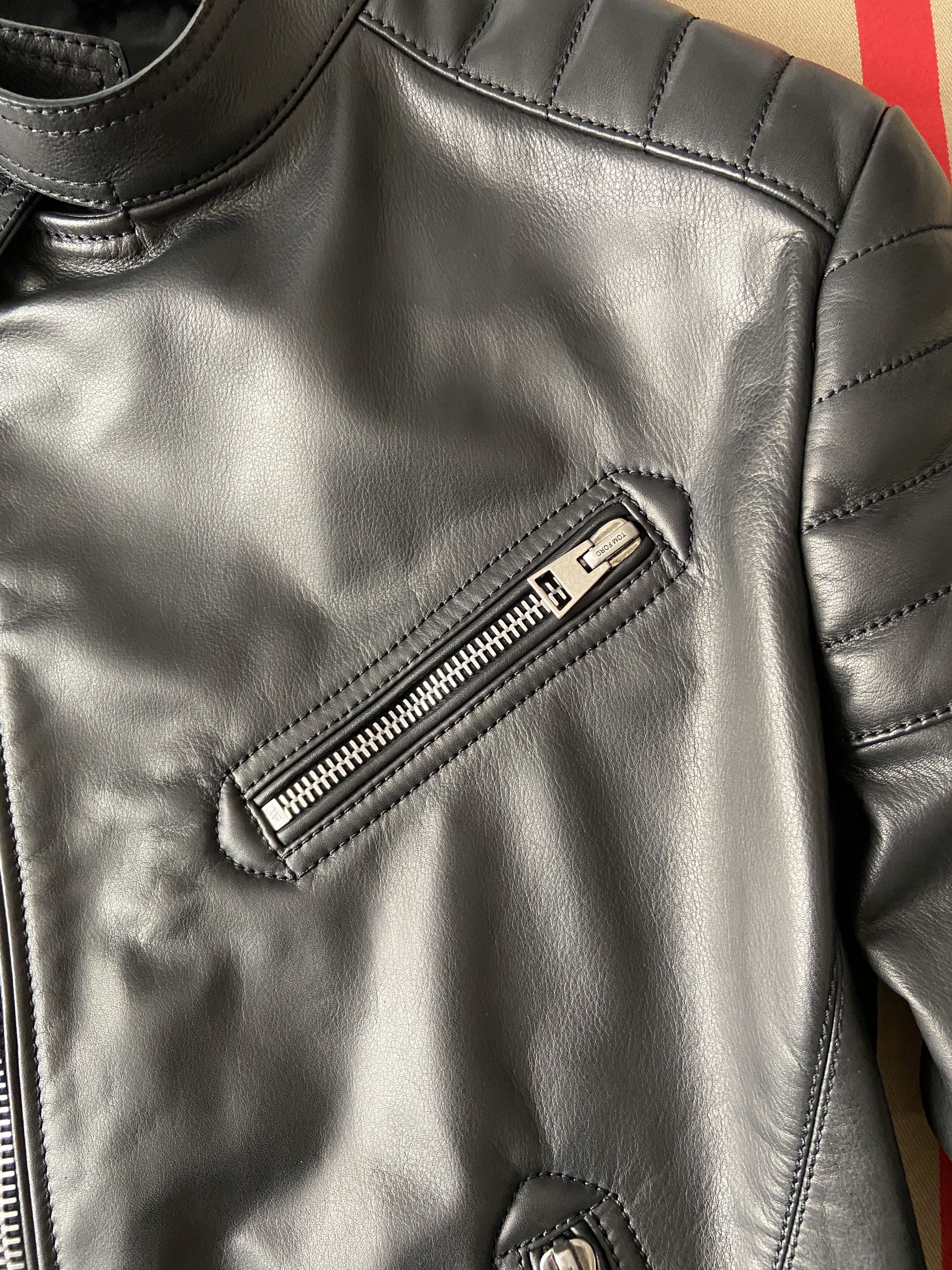 Tom Ford New Tom Ford Leather Biker Jacket Black Size US L / EU 52-54 / 3 - 4 Thumbnail