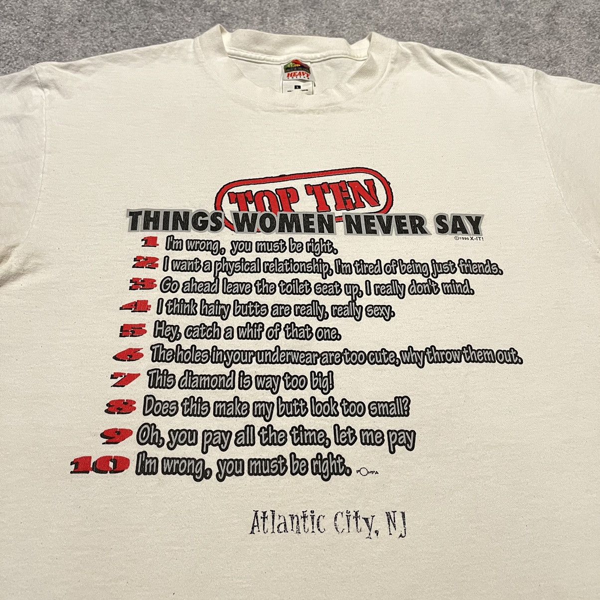 Vintage Vintage 1990s Top Ten Things Women Never Say Parody T Shirt Size US L / EU 52-54 / 3 - 1 Thumbnail