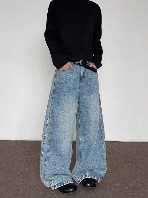 Jean Wide Leg Baggy Jeans, Loose Flare Jeans Size US 32 / EU 48 - 2 Thumbnail