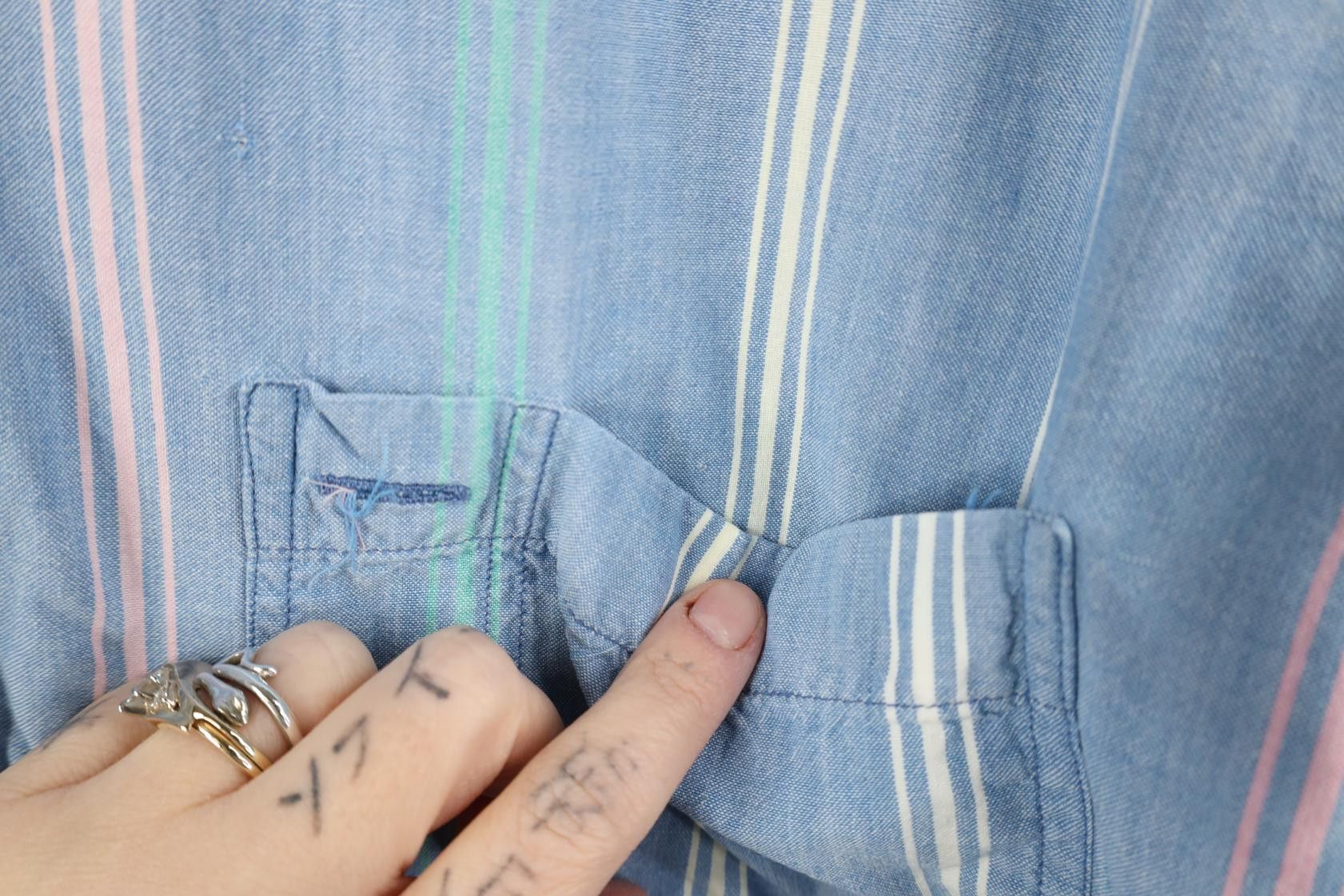 Vintage Vintage 90s Streetwear Chambray Short Sleeve Button Shirt Size US L / EU 52-54 / 3 - 7 Thumbnail