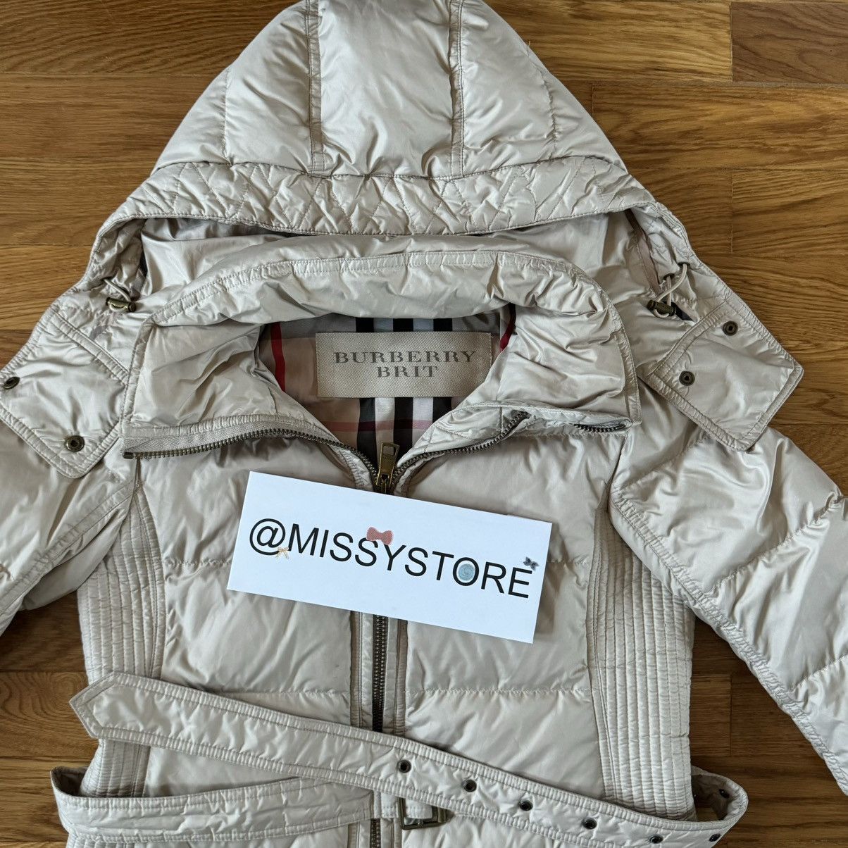 Burberry Burberry Puffer Down Jacket Hooded Nova Check Beige Belted Size M / US 6-8 / IT 42-44 - 14 Thumbnail