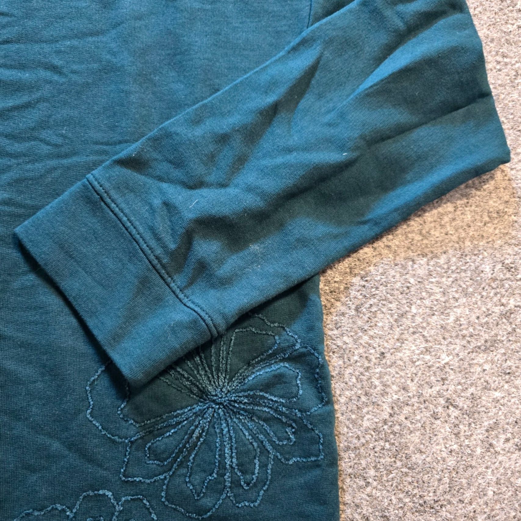 J. Jill J. Jill Top Women Size Small Petite Green Crew Neck Embroidered Solid Sweatshirt Pullover Casual Size S / US 4 / IT 40 - 3 Thumbnail