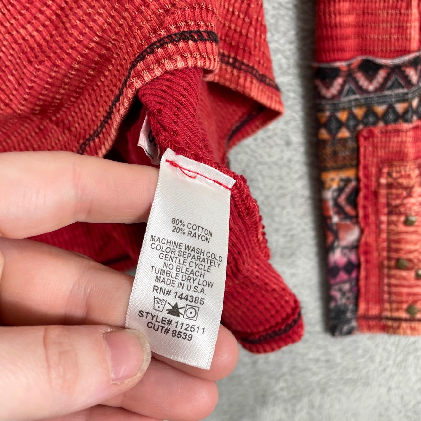 Vintage VINTAGE Americanable Thermal Shirt Womens S Red Waffle Knit Boho Southwestern Hippie Size S / US 4 / IT 40 - 5 Thumbnail