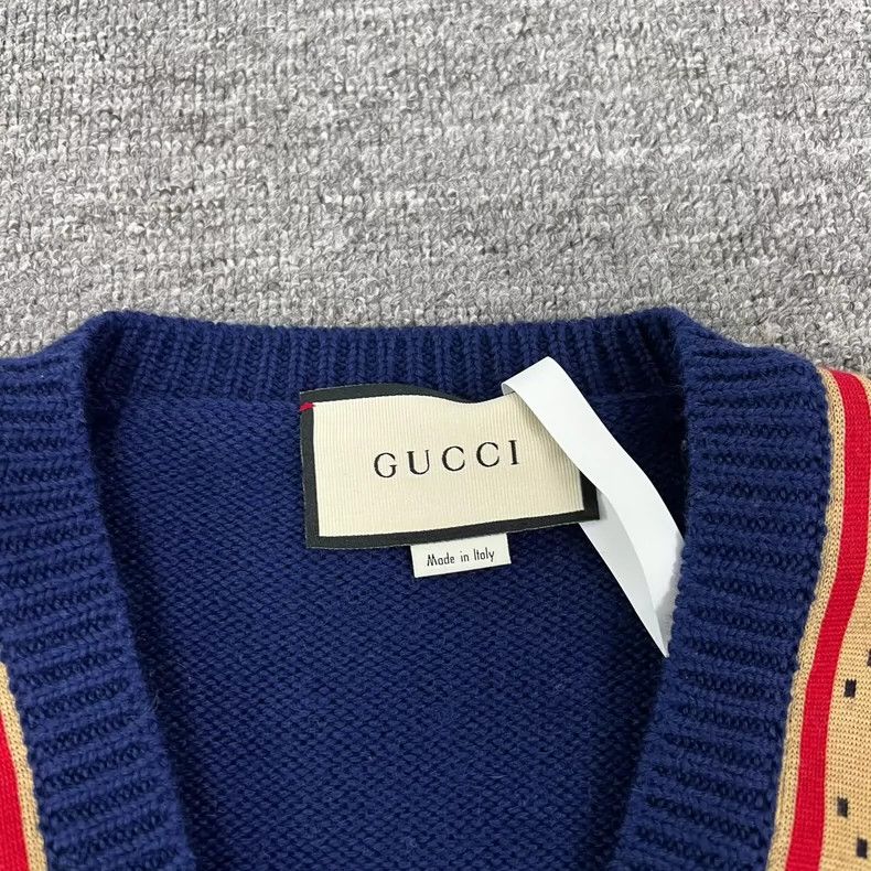 Gucci Gucci Double G jacquard V-neck knitted sweater 2502-Nextarr Size US S / EU 44-46 / 1 - 5 Thumbnail
