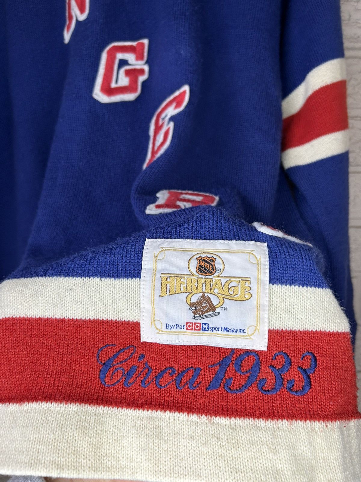 Ccm Vintage 90s CCM Heritage New York Rangers Wool Jersey Size US M / EU 48-50 / 2 - 5 Thumbnail