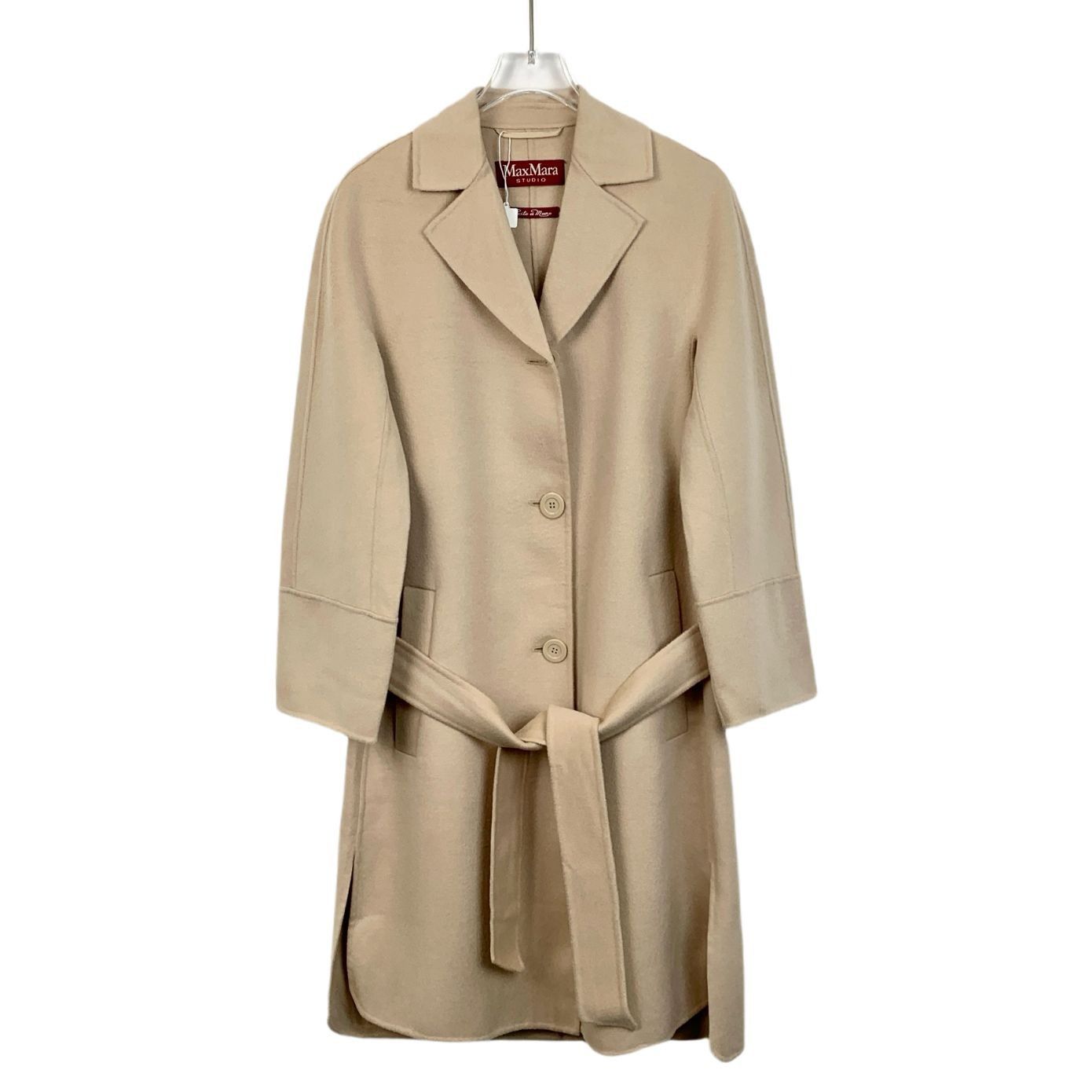 Max Mara Max Mara Studio Beige Wool Blend Long Coat With Belted Size XXS / US 00 / IT 34 - 1 Thumbnail
