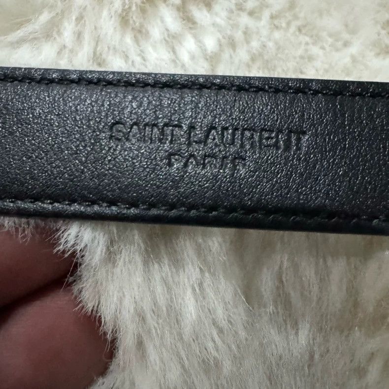 Saint Laurent Paris Saint Laurent Paris Black and silver logo embossed belt be Size ONE SIZE - 4 Thumbnail