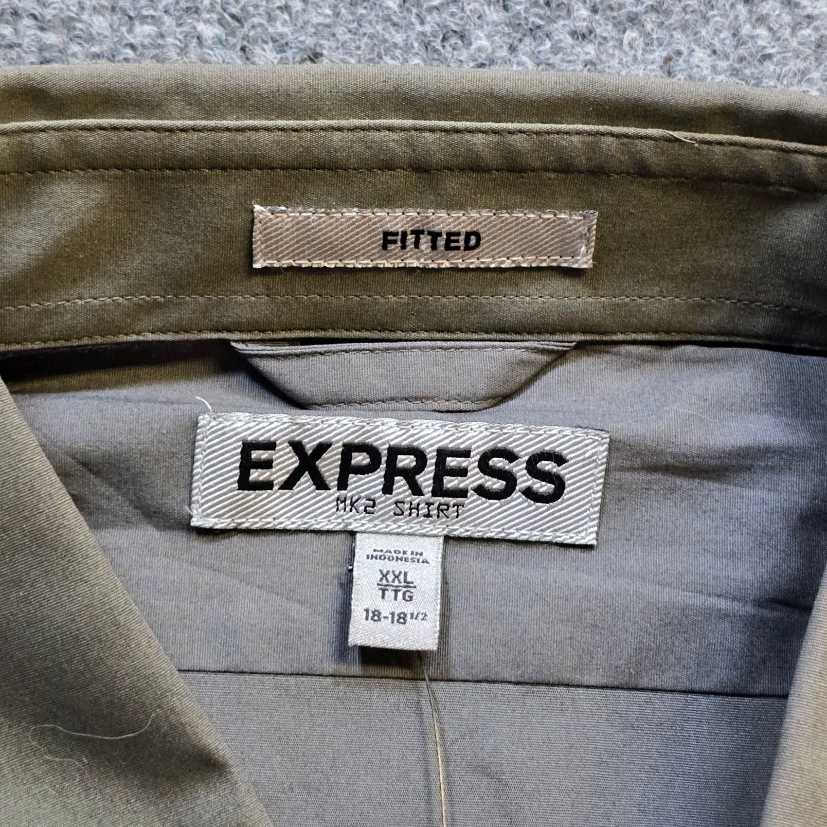 Express Express Shirt Mens 2XL Green Two Tone Button Long Sleeve Pockets Casual Shirt Size US XXL / EU 58 / 5 - 3 Thumbnail