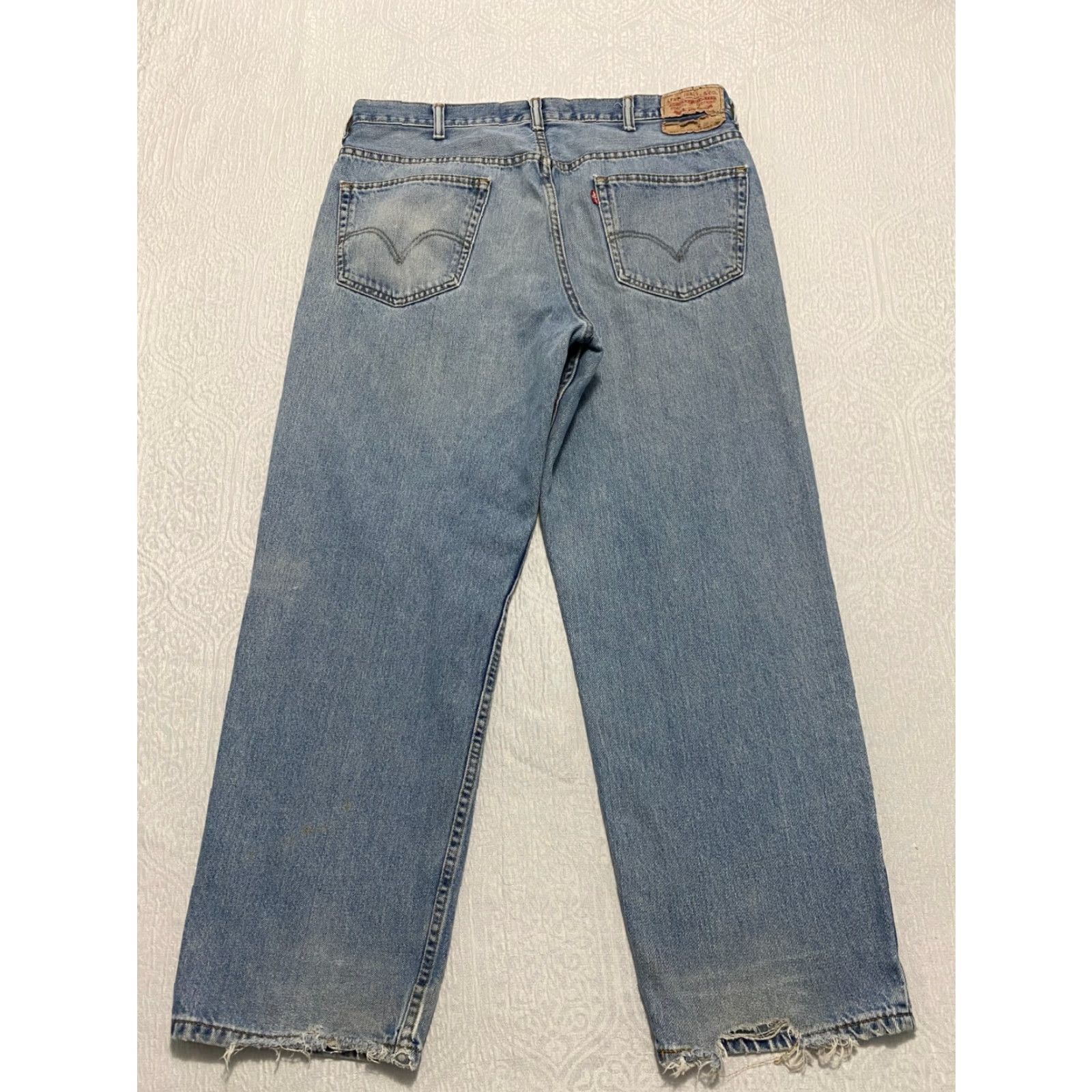Levi's VINTAGE Levi's Jeans 550 Relaxed Fit Mens 38x30 Blue Straight Whiskers Wide Leg 5-Pocket Denim Cotton 100% USA Retro Size US 38 / EU 54 - 2 Thumbnail