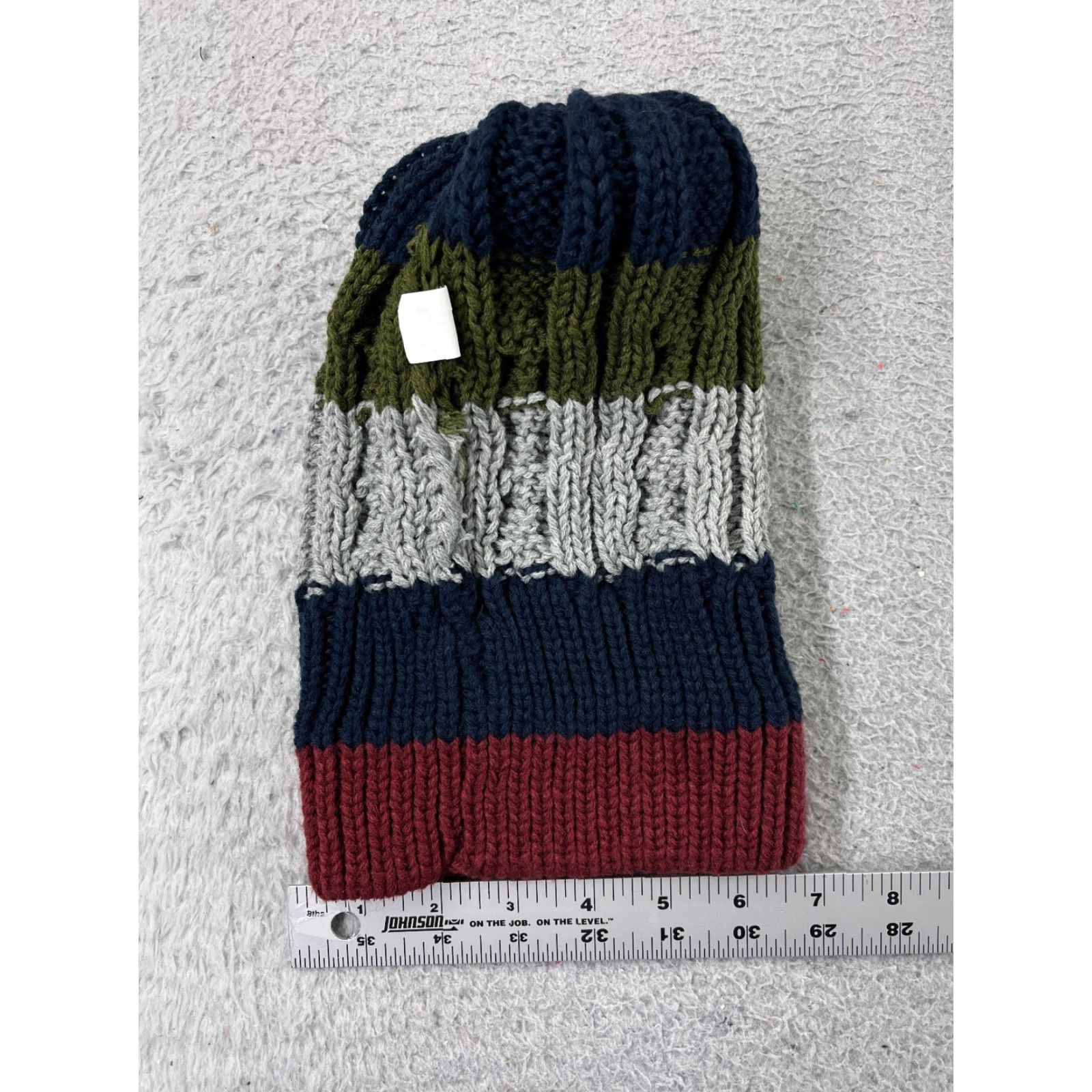 Vintage Solaris Beanie Adult One Size Gray Stripe Twisted Cable Knit Acrylic Ski Pom Beanie Women Holiday Accessories Size ONE SIZE - 6 Thumbnail