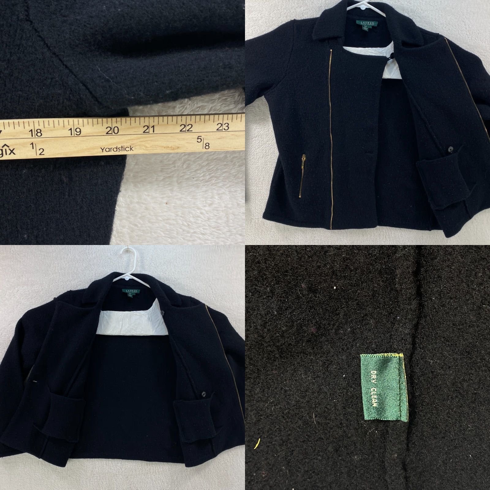 Ralph Lauren VINTAGE Ralph Lauren Womens Large Black Lambswool Sweater Jacket Moto Asymmetrical Zip Size L / US 10 / IT 46 - 8 Thumbnail