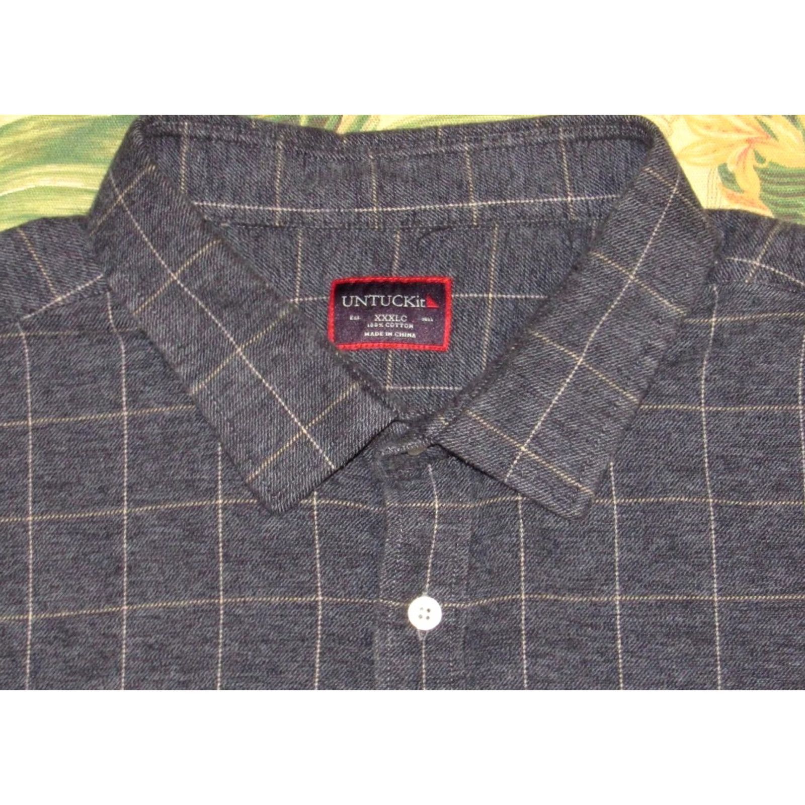 UNTUCKit UNTUCKit Blue Cotton Windowpane Long Sleeve Button Down Shirt 3XL XXXL Mens Shirt Size US XXL / EU 58 / 5 - 2 Thumbnail