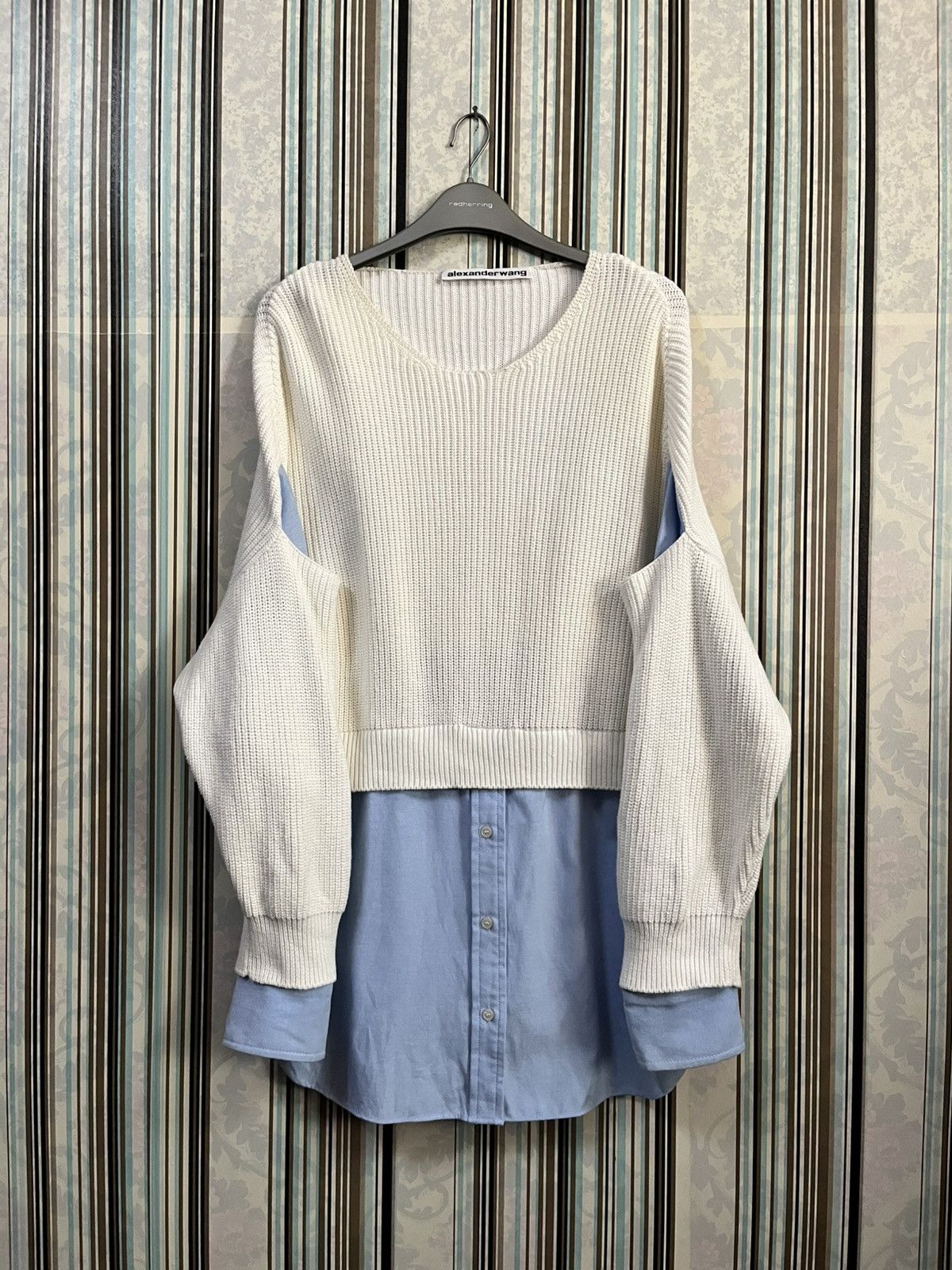 Alexander Wang 2000s mix media cotton hybrid poplin ribbed top #H2 Size M / US 6-8 / IT 42-44 - 2 Thumbnail