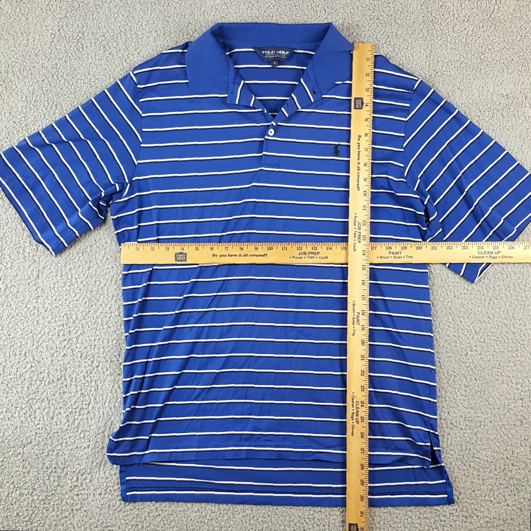 Ralph Lauren VINTAGE Ralph Lauren Striped Polo Shirt Large Blue Pima Cotton Pony Logo 90s Mens Size US L / EU 52-54 / 3 - 5 Thumbnail