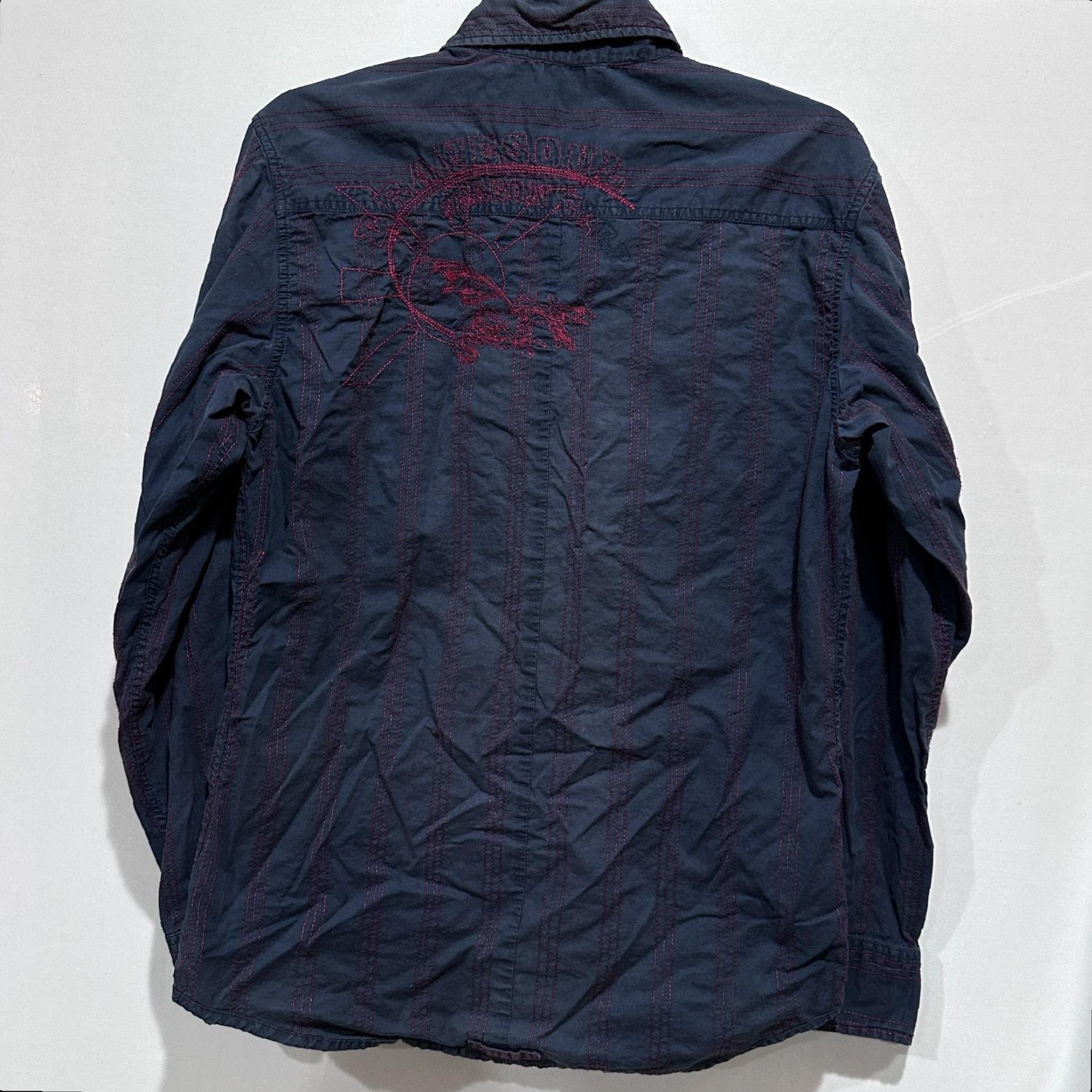 Brave Soul Brave Soul Shirt Mens M Gray Red Snap Western Embroidered Dragon Rodeo Cowboy Button-Up Long Sleeve Collared Size US M / EU 48-50 / 2 - 3 Thumbnail