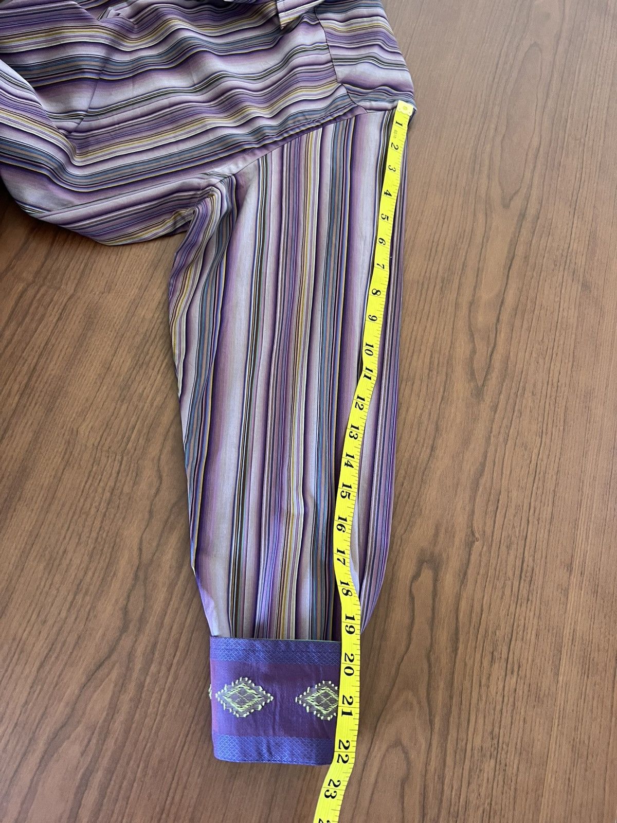 Robert Graham Robert Graham Bold Stripe Shirt M Purple Contrast Cuffs Size US M / EU 48-50 / 2 - 5 Thumbnail