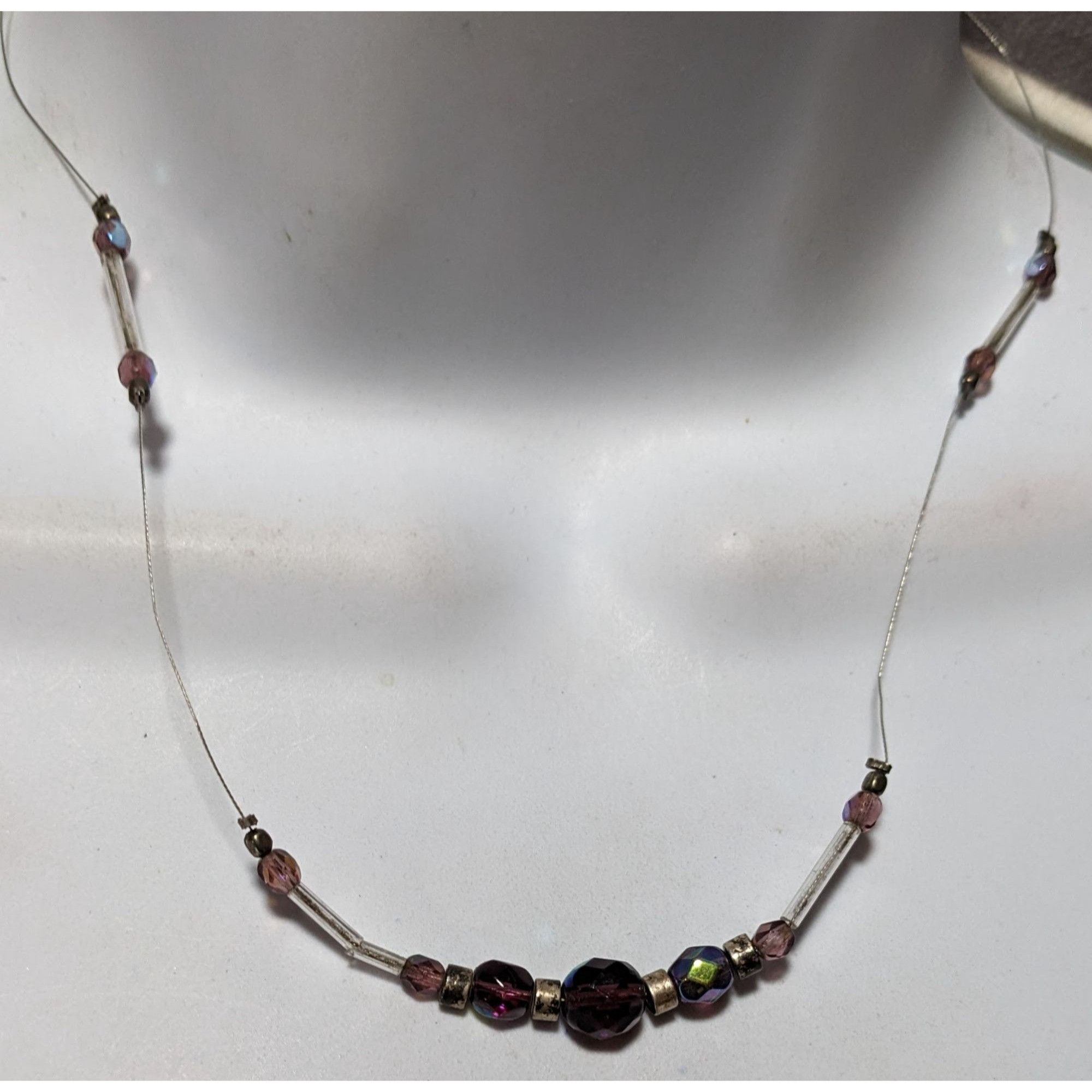 Other Handmade Purple Floating Beaded Station Necklace Size ONE SIZE - 4 Thumbnail