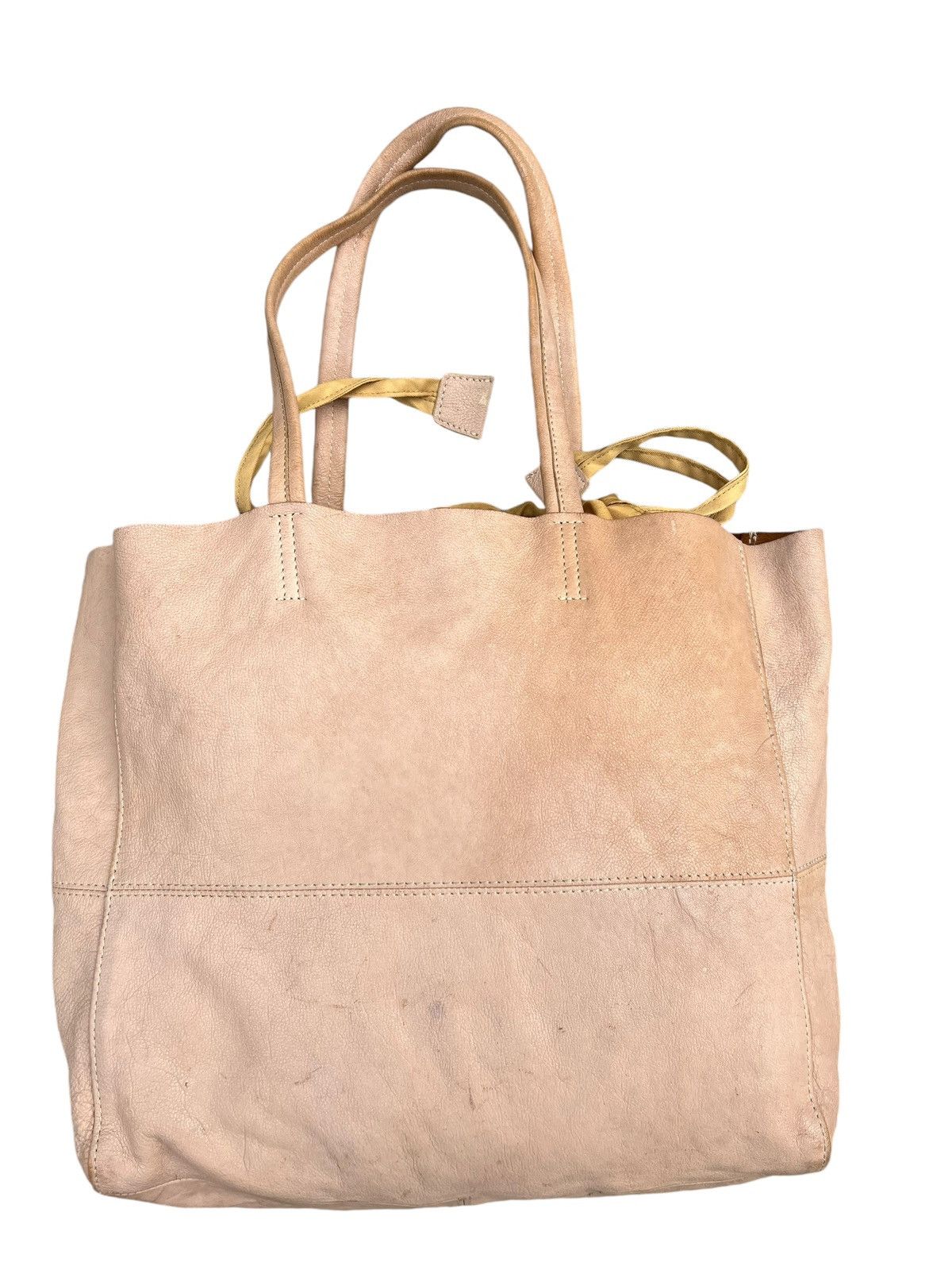 Japanese Brand × Leather Vintage CIMABUE Japan Fade Patina Leather Tote Bag Size ONE SIZE - 8 Thumbnail
