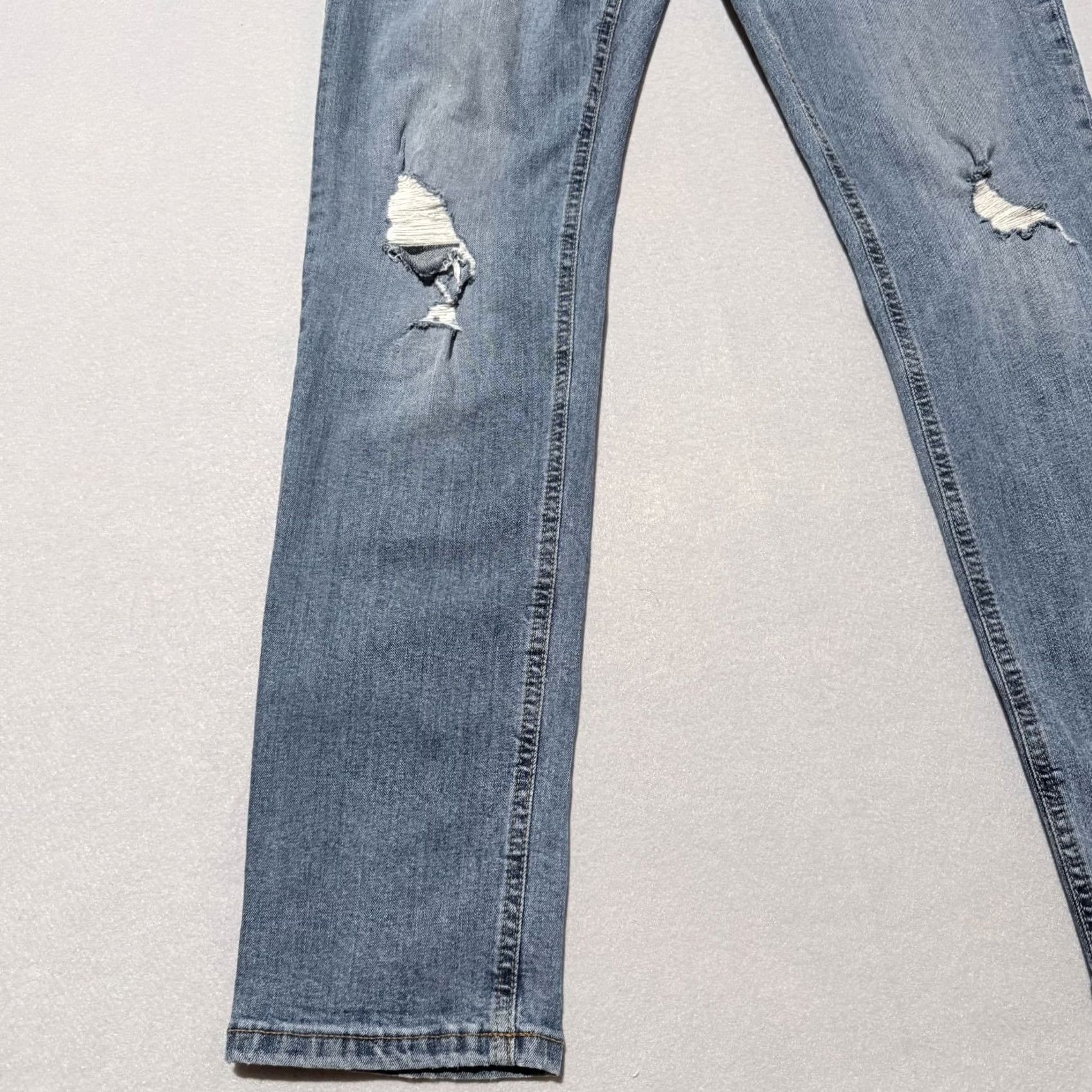 Ring Of Fire Ring of Fire Slim-Fit Jeans Men Blue Denim Zip-Fly Distressed Stretch - 30x30 Jeans Size US 30 / EU 46 - 3 Thumbnail