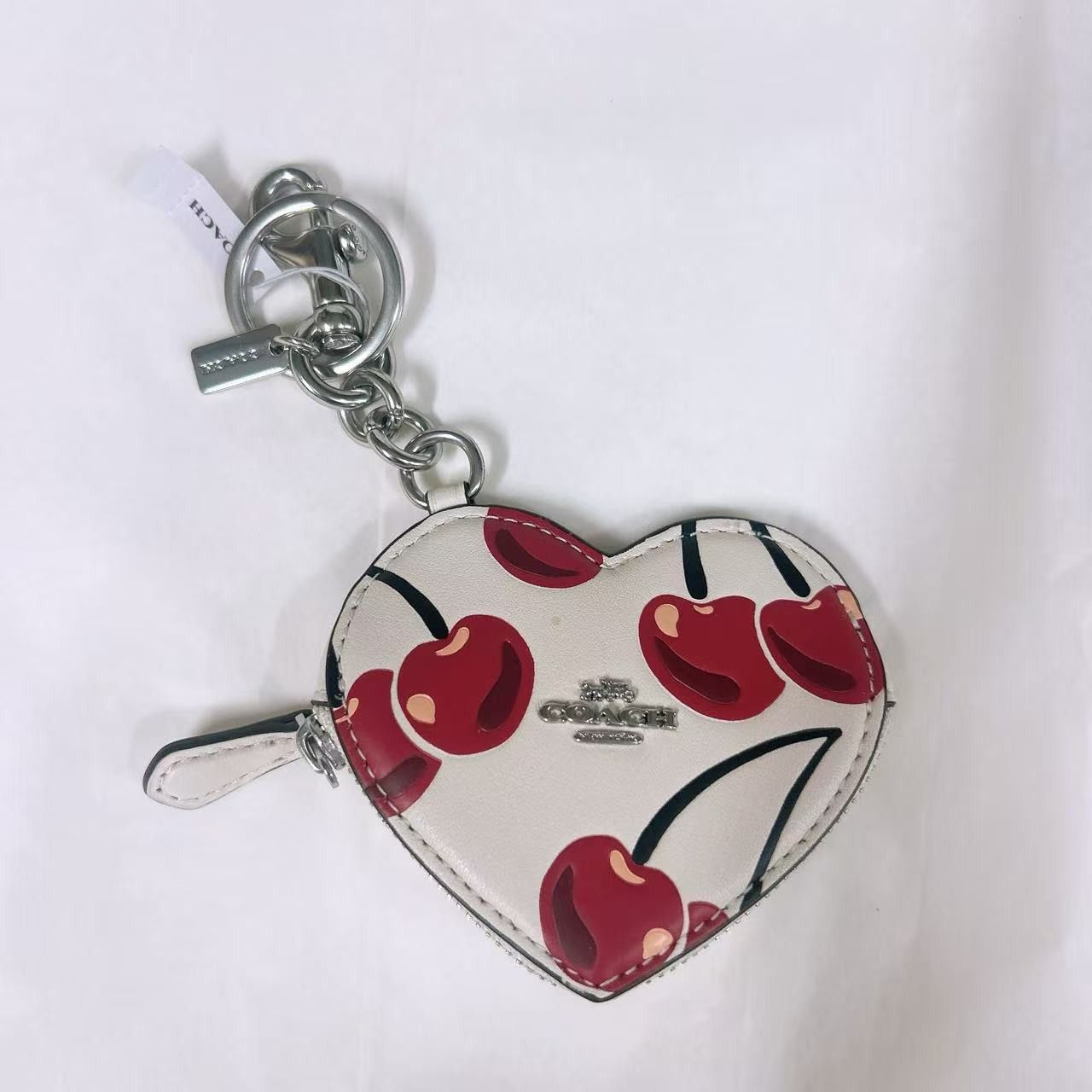 Coach Heart Coin Pouch Bag Charm With Cherry Print CZ091 Size ONE SIZE - 1 Thumbnail