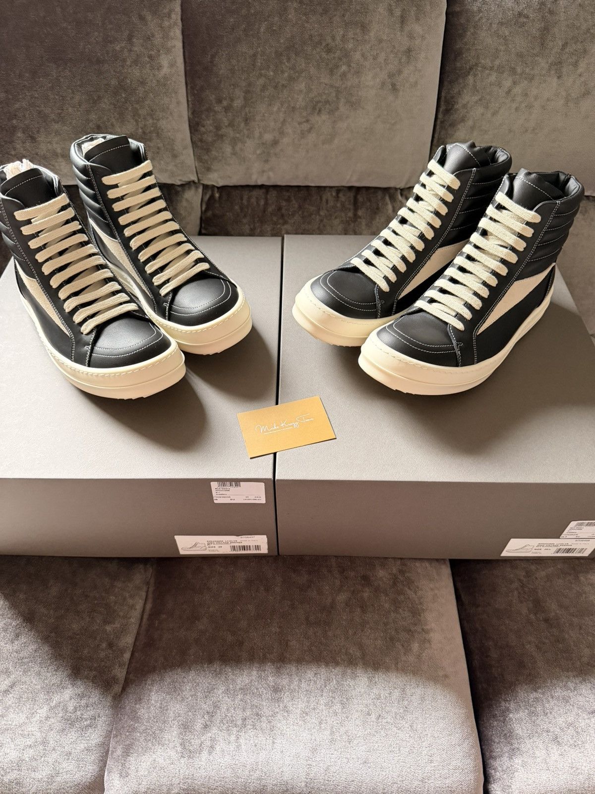 Rick Owens BNIB $955 Rick Owens Vintage Leather High Tops Black / Milk Size US 6.5 / EU 39-40 - 11 Thumbnail