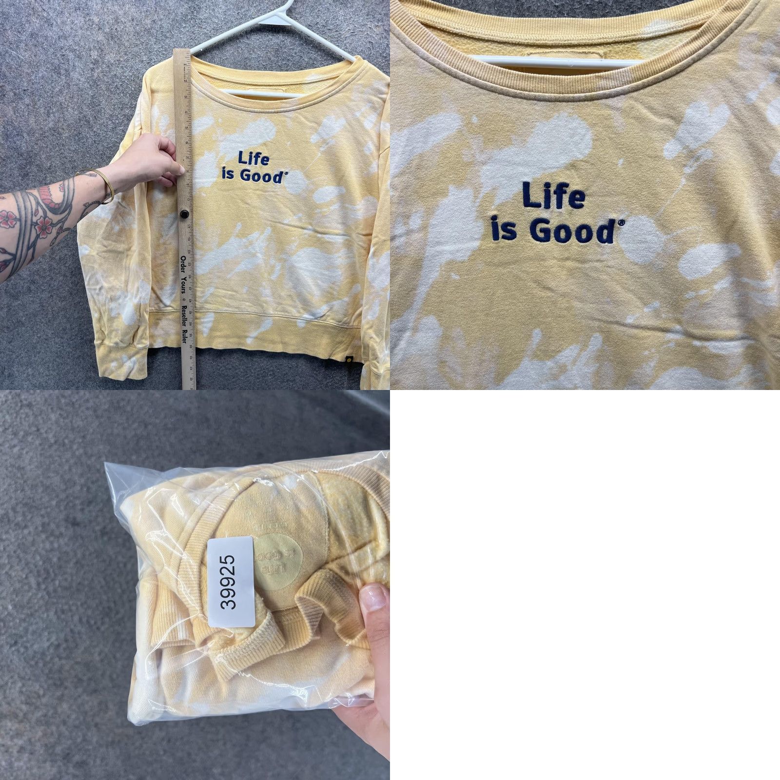 Life is Good Life is Good Sweatshirt Womens M Yellow Tie Dye Boat Neck Graphic Pullover Size M / US 6-8 / IT 42-44 - 8 Thumbnail