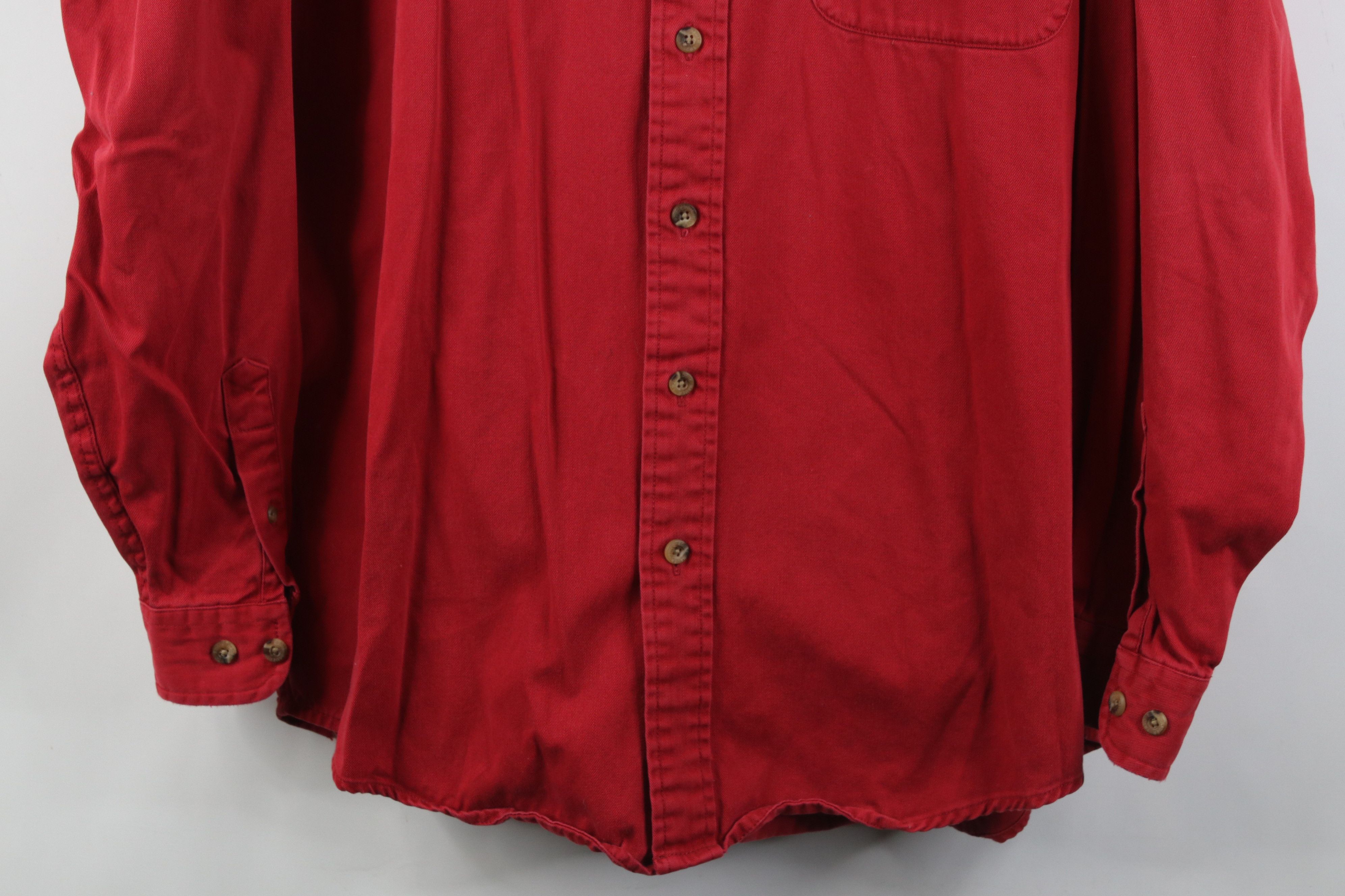 Eddie Bauer Vintage 90s Eddie Bauer Twill Denim Button Down Shirt Red Size US M / EU 48-50 / 2 - 3 Thumbnail