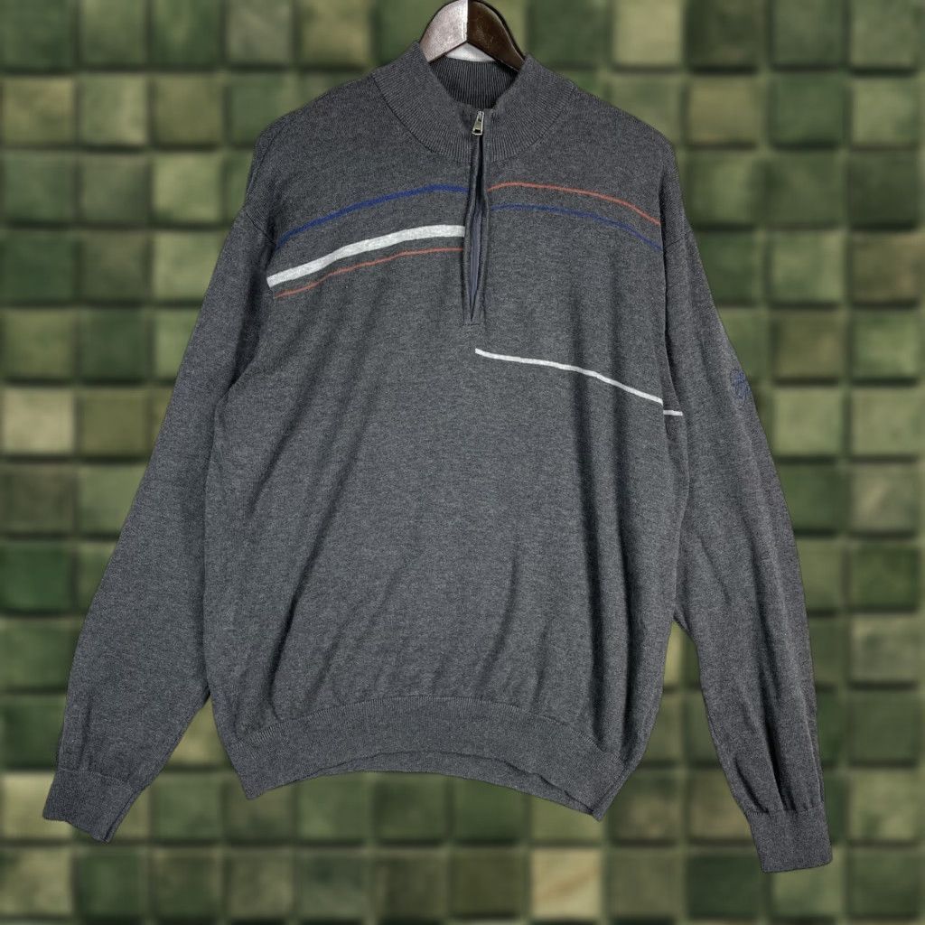 Vintage VINTAGE Greg Norman Sweater Men XL Gray Striped Cotton Golf 1/4 Zip Pullover Size US XL / EU 56 / 4 - 1 Thumbnail