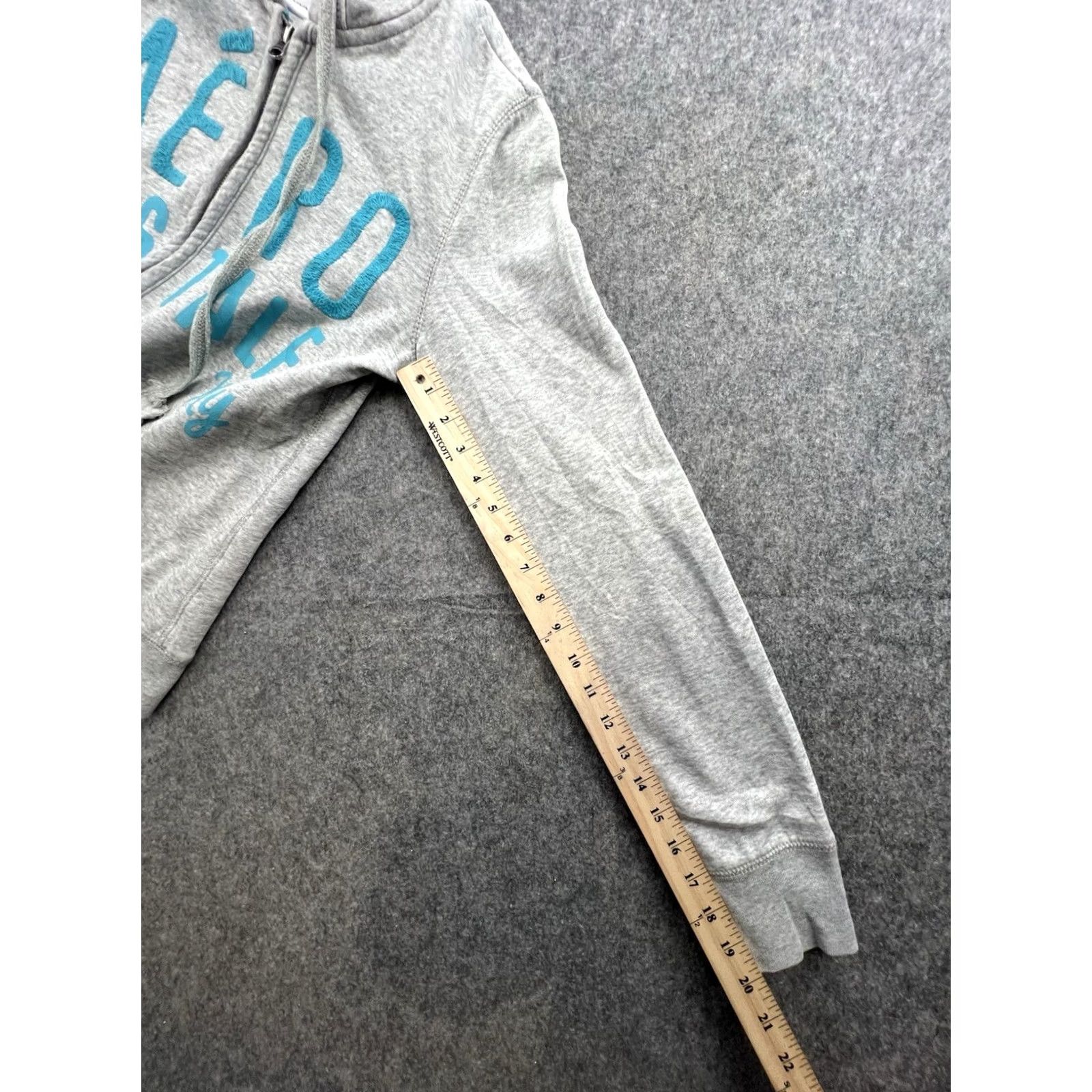 Vintage VINTAGE Aeropostale Zip Up Hoodie Gray Teal Embroidered Stitched On Women's Size L Size L / US 10 / IT 46 - 4 Thumbnail