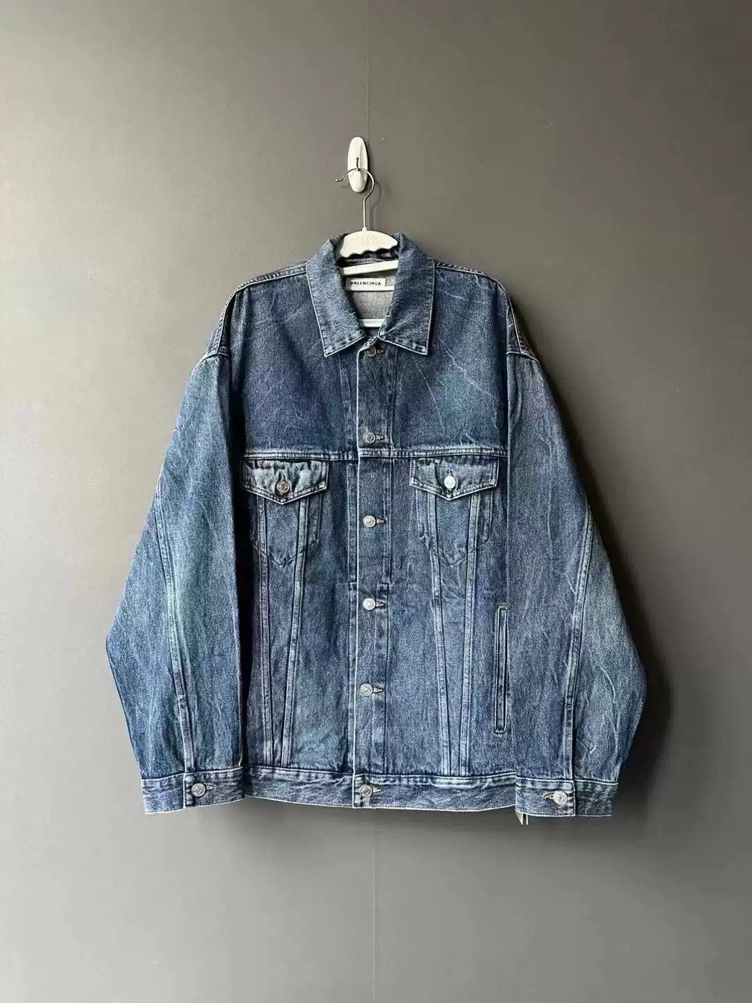 Balenciaga logo-print denim jacket - Blue