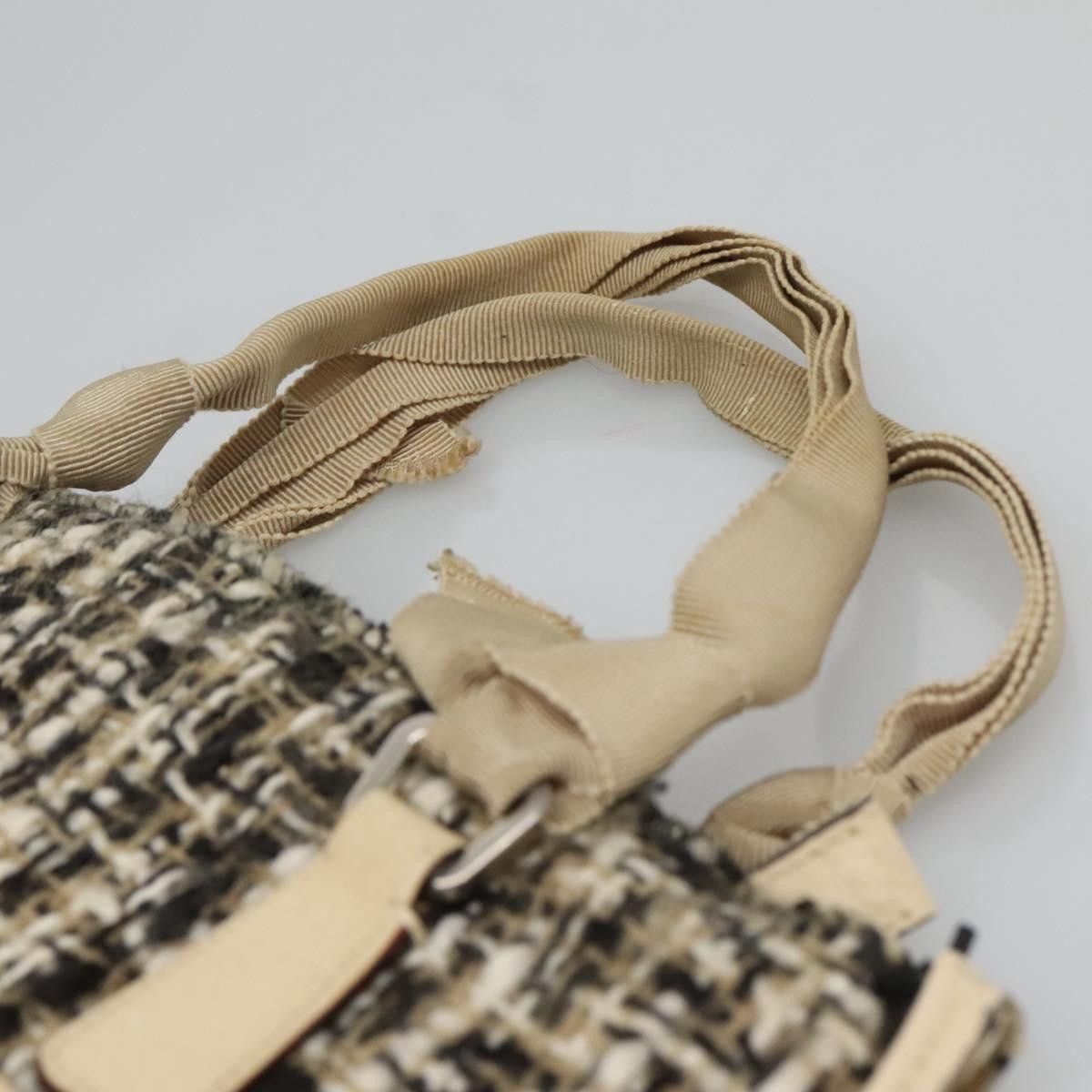 Prada PRADA Hand Bag Tweed Leather Beige Size ONE SIZE - 8 Thumbnail