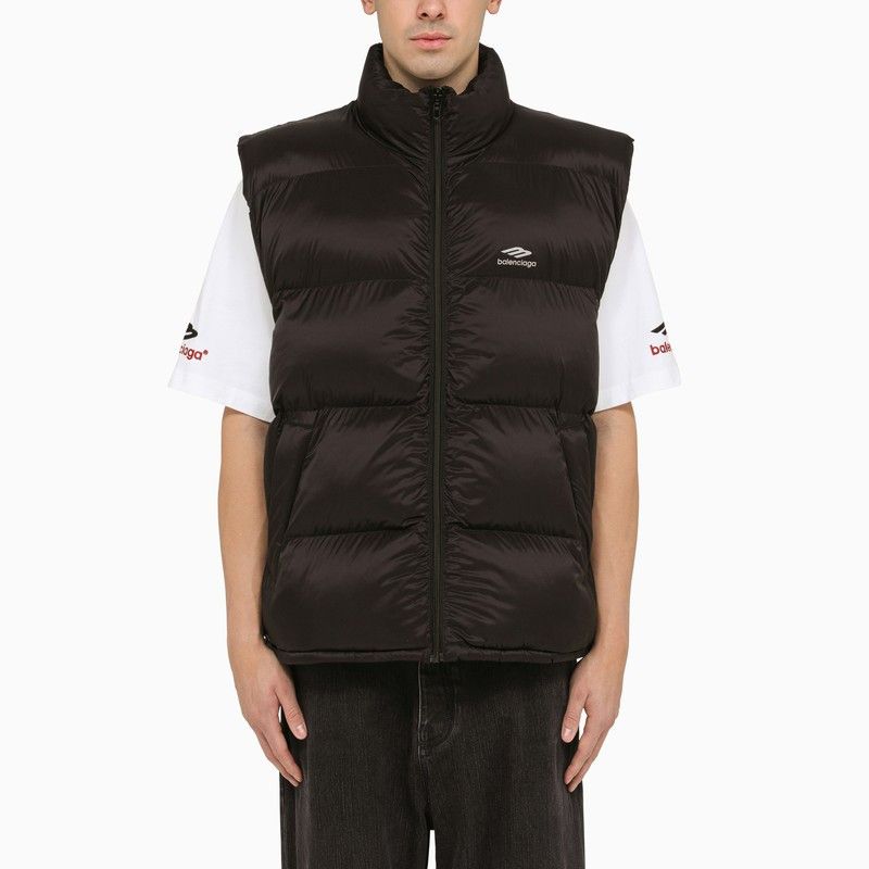 image of Balenciaga Icon 3B Sport Down Waistcoat Black, Men's (Size Small)