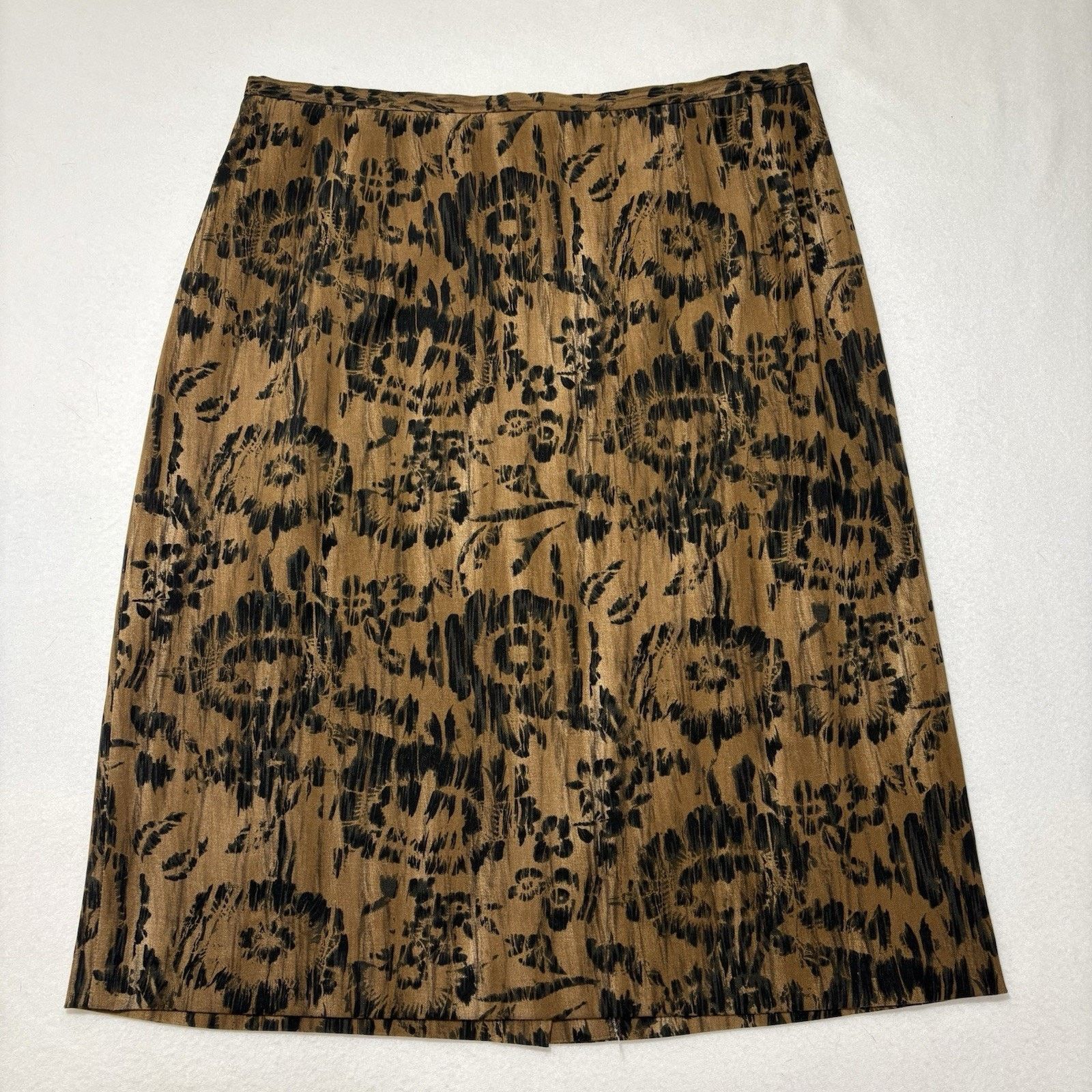 Harve Benard Harve Benard 12 Pencil Skirt Brown + Black Floral Patterned Size 34" / US 12 / IT 48 - 1 Thumbnail
