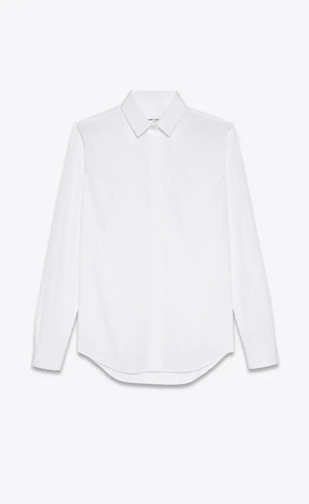 Saint Laurent Paris o1s1wg110924 Shirt in Striped Cotton Voile in White Size M / US 6-8 / IT 42-44 - 1 Thumbnail