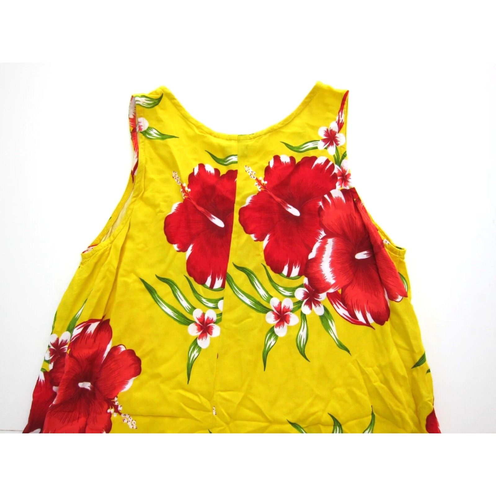 ALOHAS VTG Aloha Fashion Hawaiian Floral Sleeveless Tank Dress Large Yellow Red Green Size L / US 10 / IT 46 - 5 Thumbnail