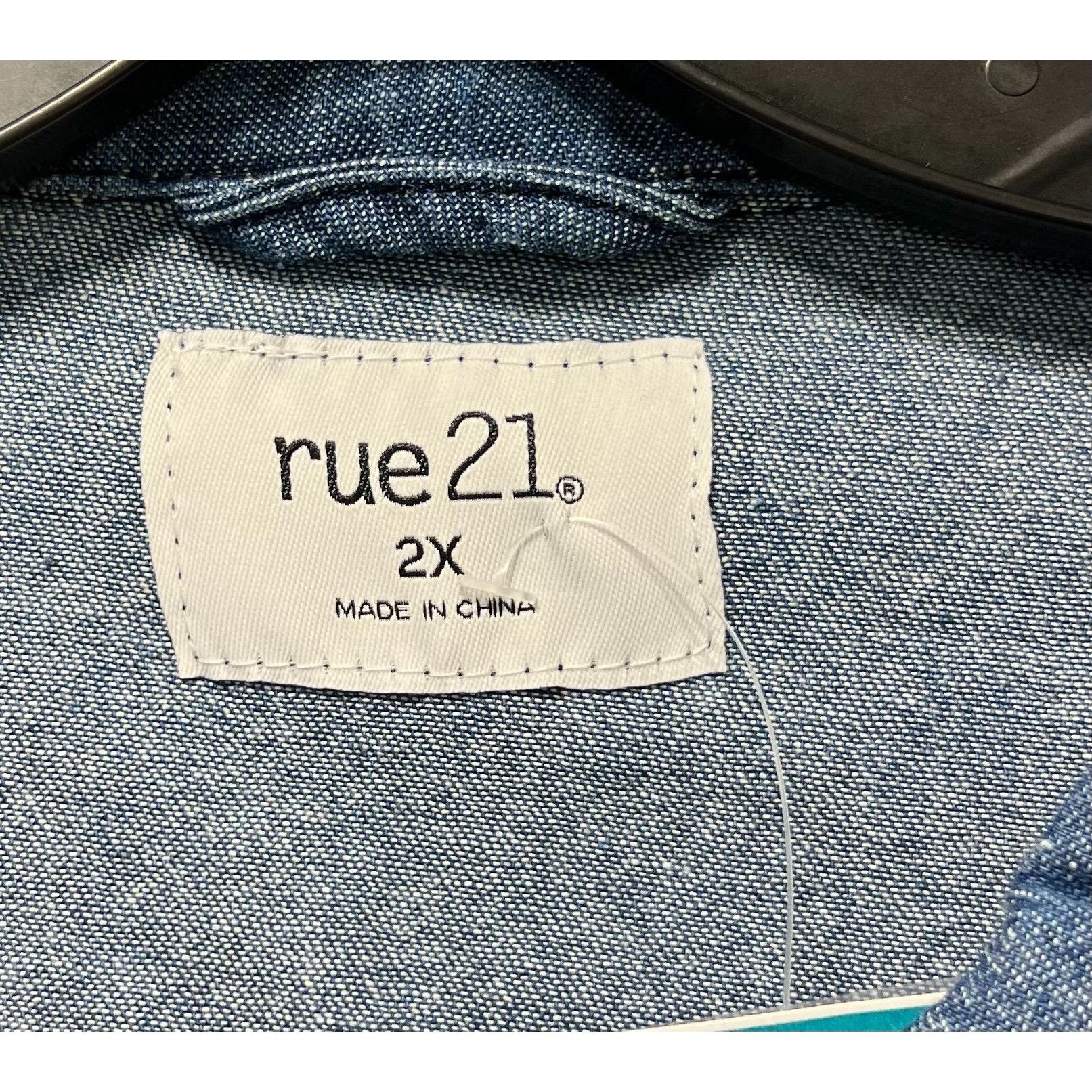 rue21 Rue 21 - Women's Chambray Long Sleeve Button Down Shirt With Size XXL / US 16-18 / IT 52-54 - 10 Thumbnail