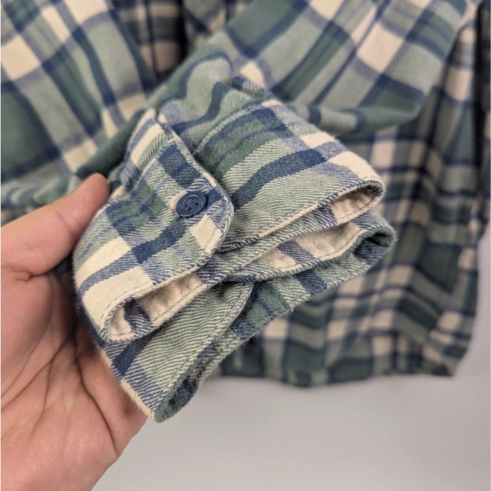 Quiksilver QuikSilver Shirt Men's Large Green Blue Plaid Flannel Regular Fit Skater Surf Size US L / EU 52-54 / 3 - 2 Thumbnail