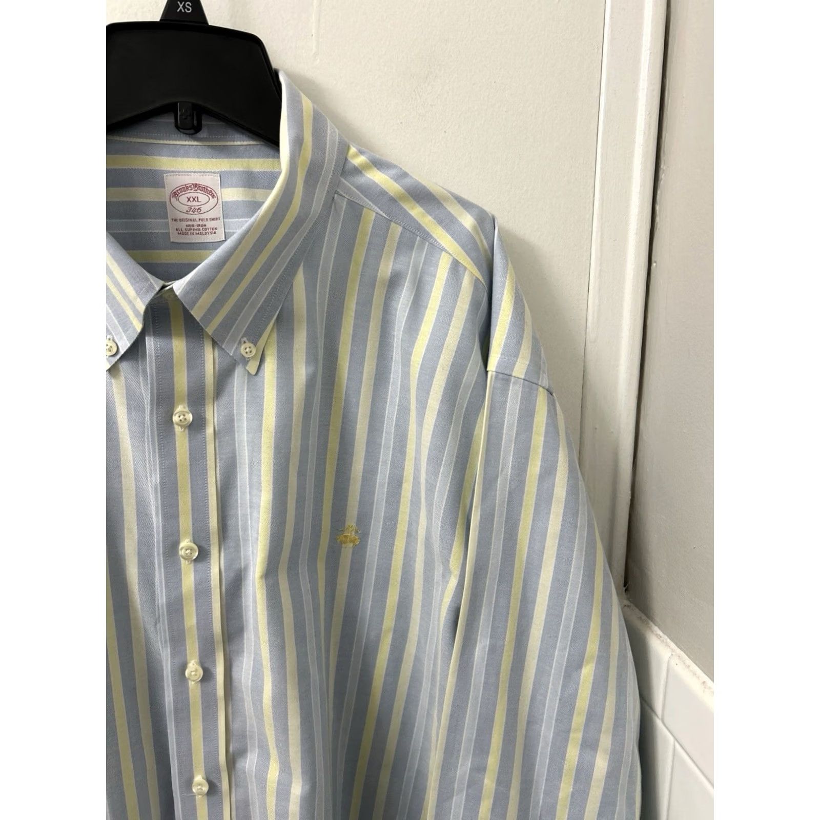 Brooks Brothers Brooks Brothers The Original Polo Shirt Mens 2XL Blue Striped Supima Cotton L/S Size US XXL / EU 58 / 5 - 4 Thumbnail